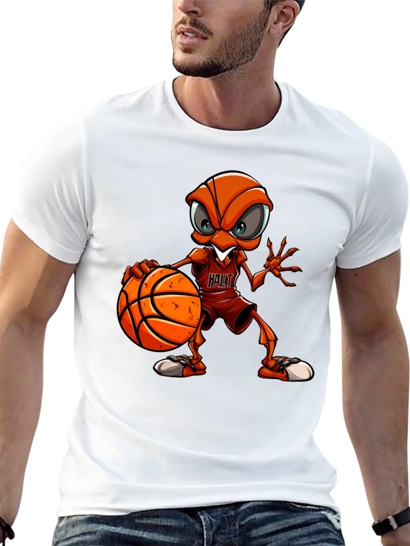Basketball Ant Graphic Tee - Unique Cartoon Design