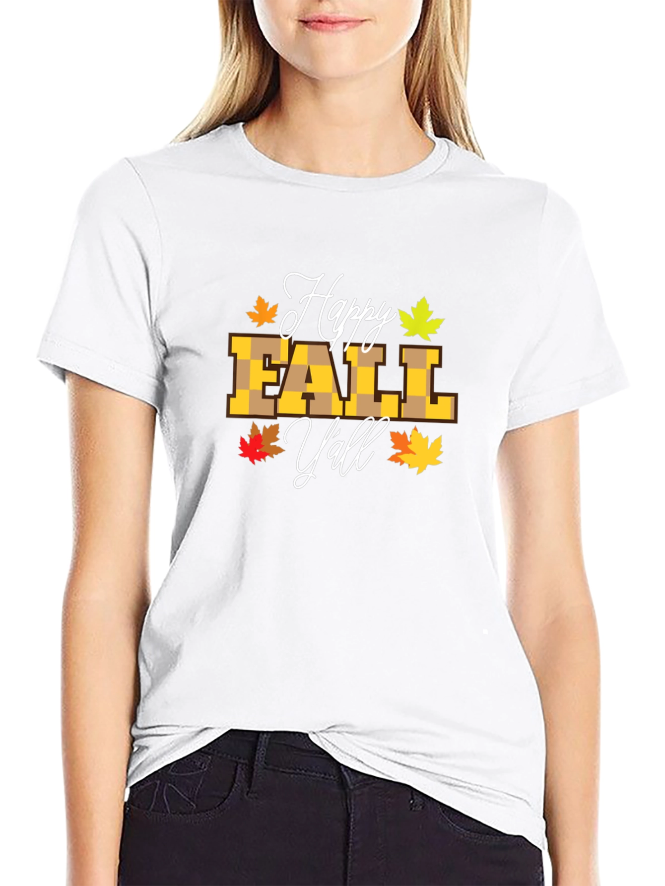 Happy Fall Yall Black T-Shirt