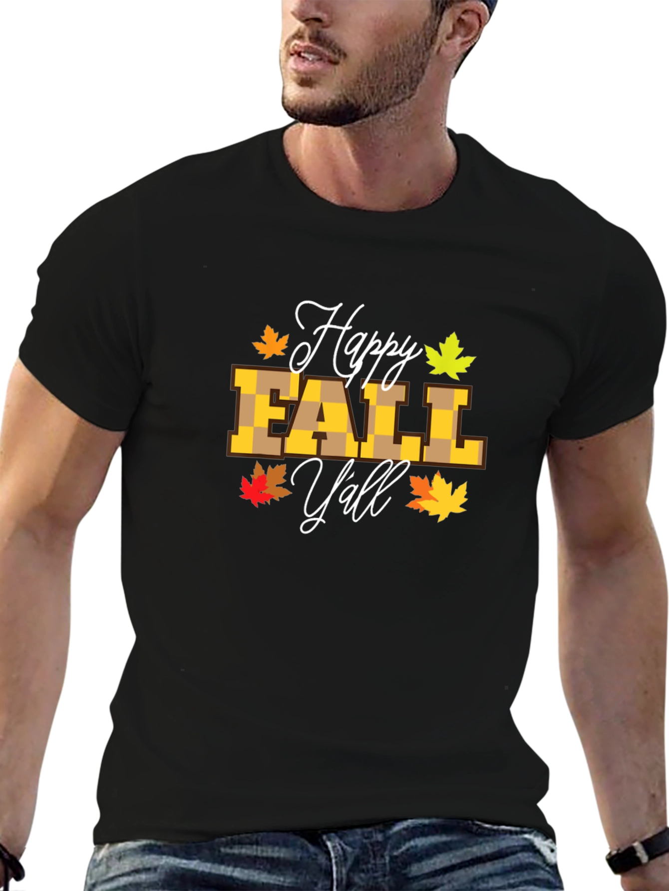 Happy Fall Yall Black T-Shirt