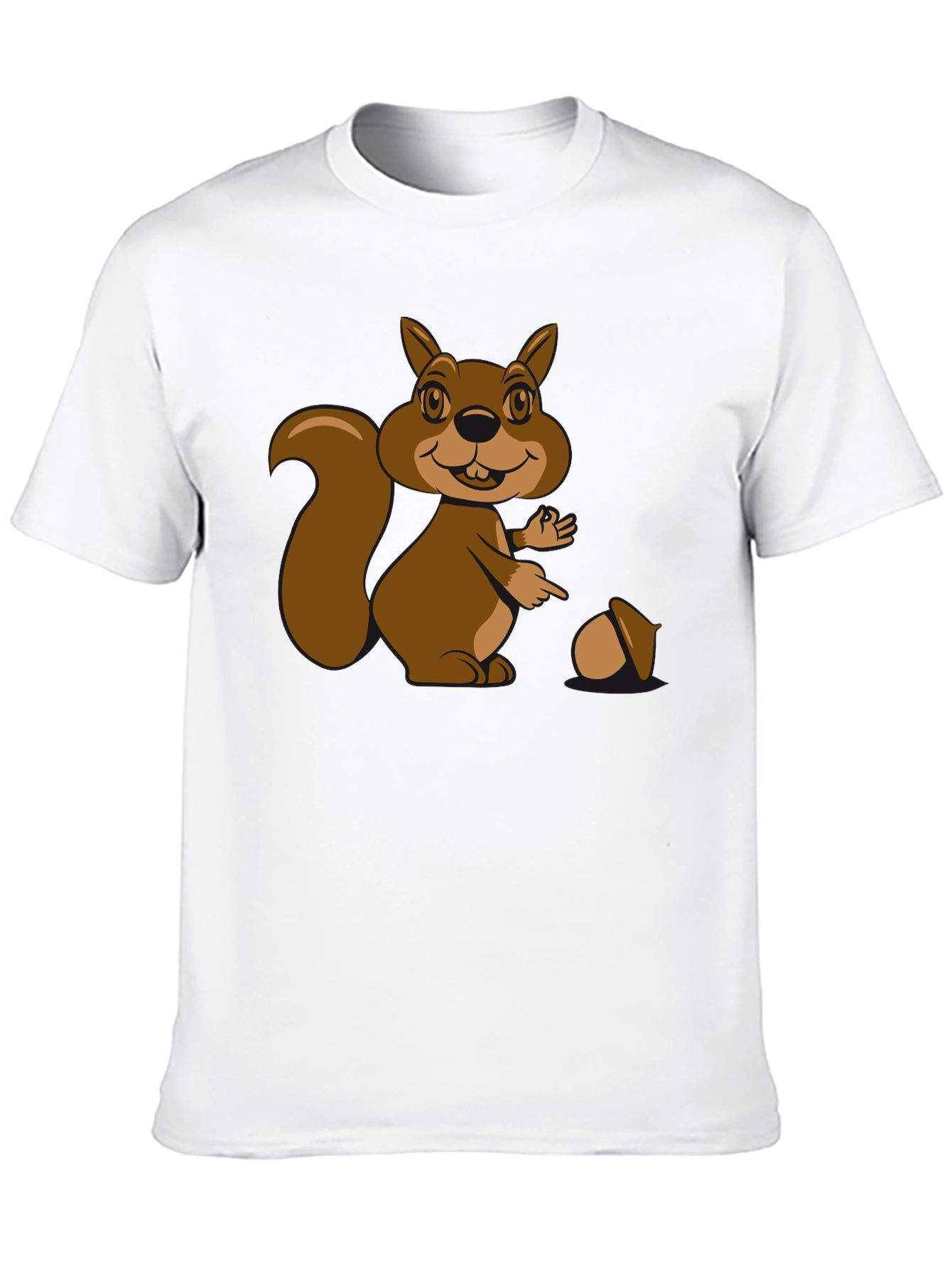 Cartoon Squirrel Graphic T-Shirt - Black Cotton Tee