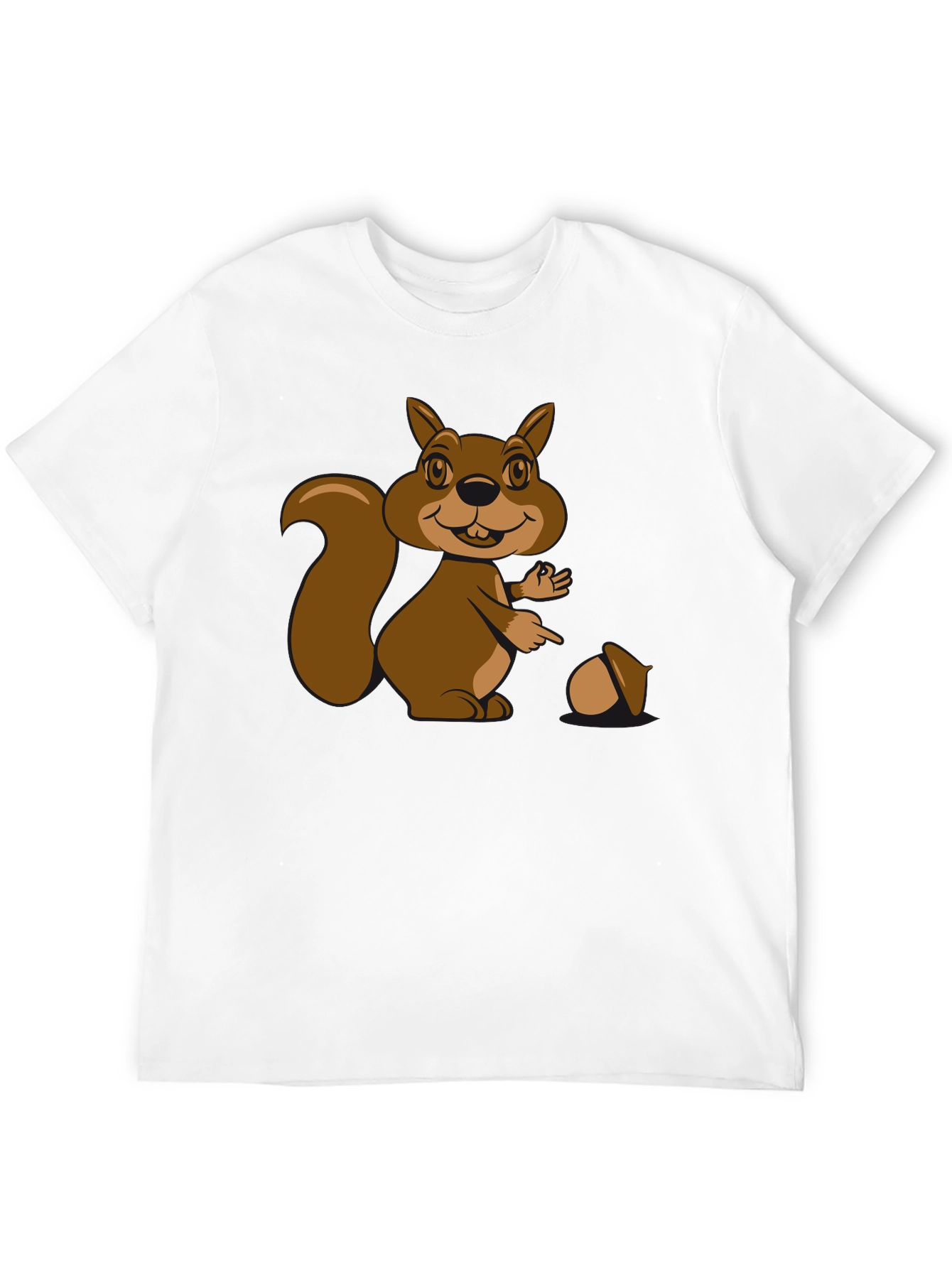 Cartoon Squirrel Graphic T-Shirt - Black Cotton Tee