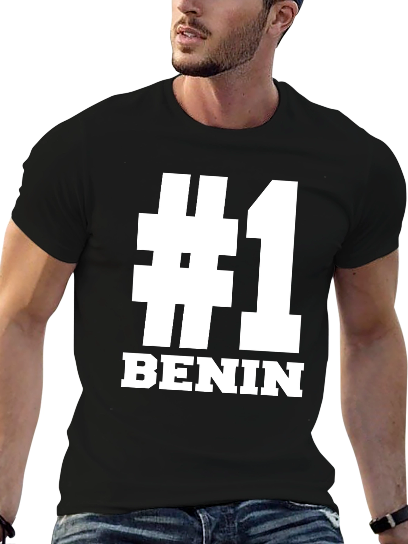 #1 Benin T-Shirt - Black Bold Graphic Tee