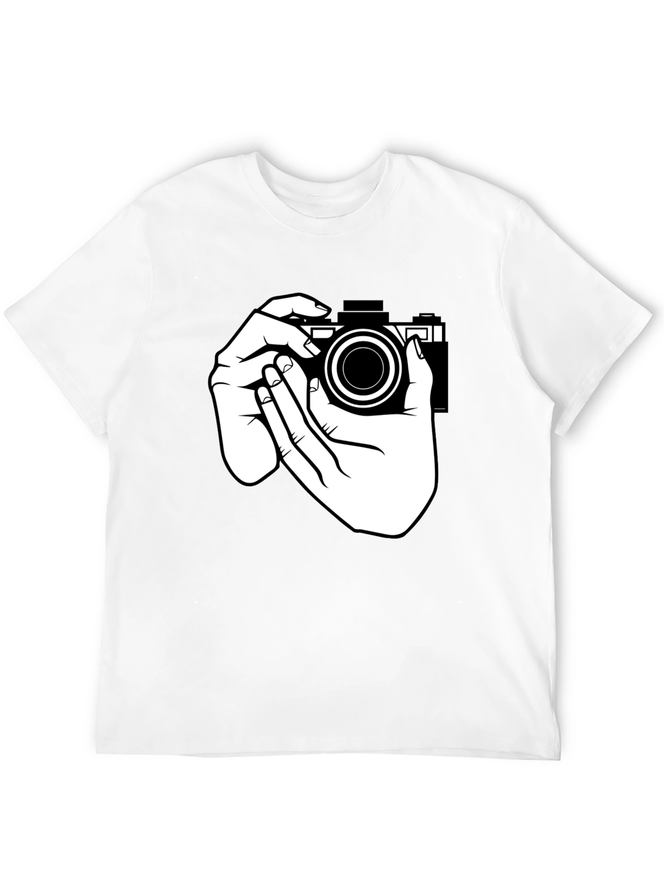 Camera Hands Graphic Tee - Black Cotton T-Shirt