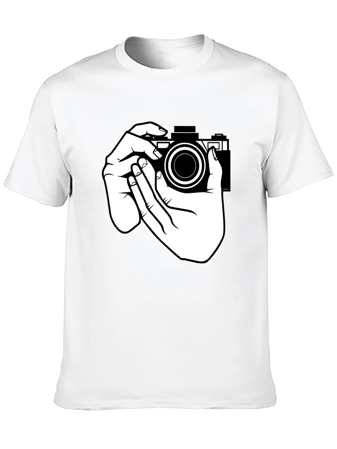 Camera Hands Graphic Tee - Black Cotton T-Shirt
