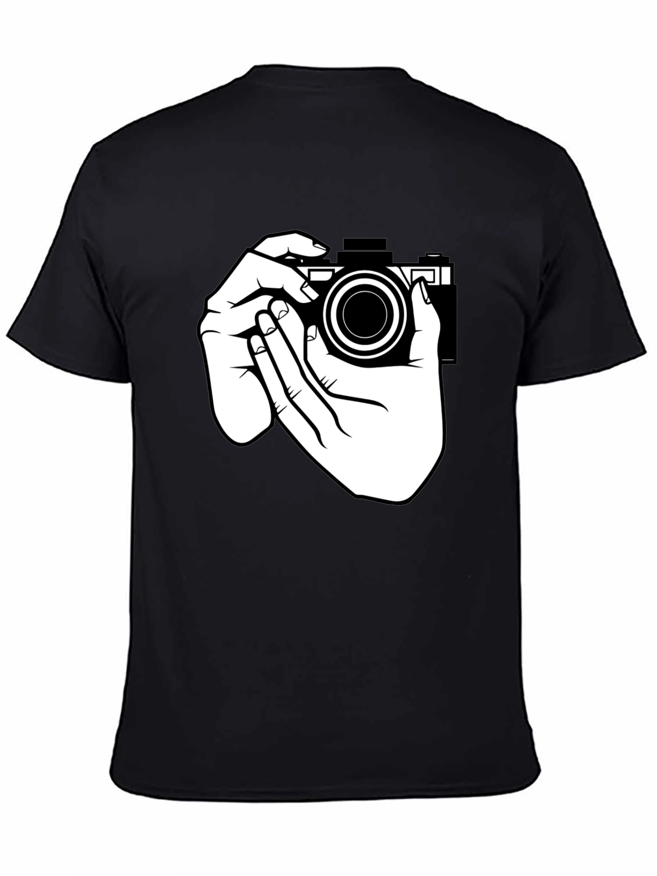 Camera Hands Graphic Tee - Black Cotton T-Shirt