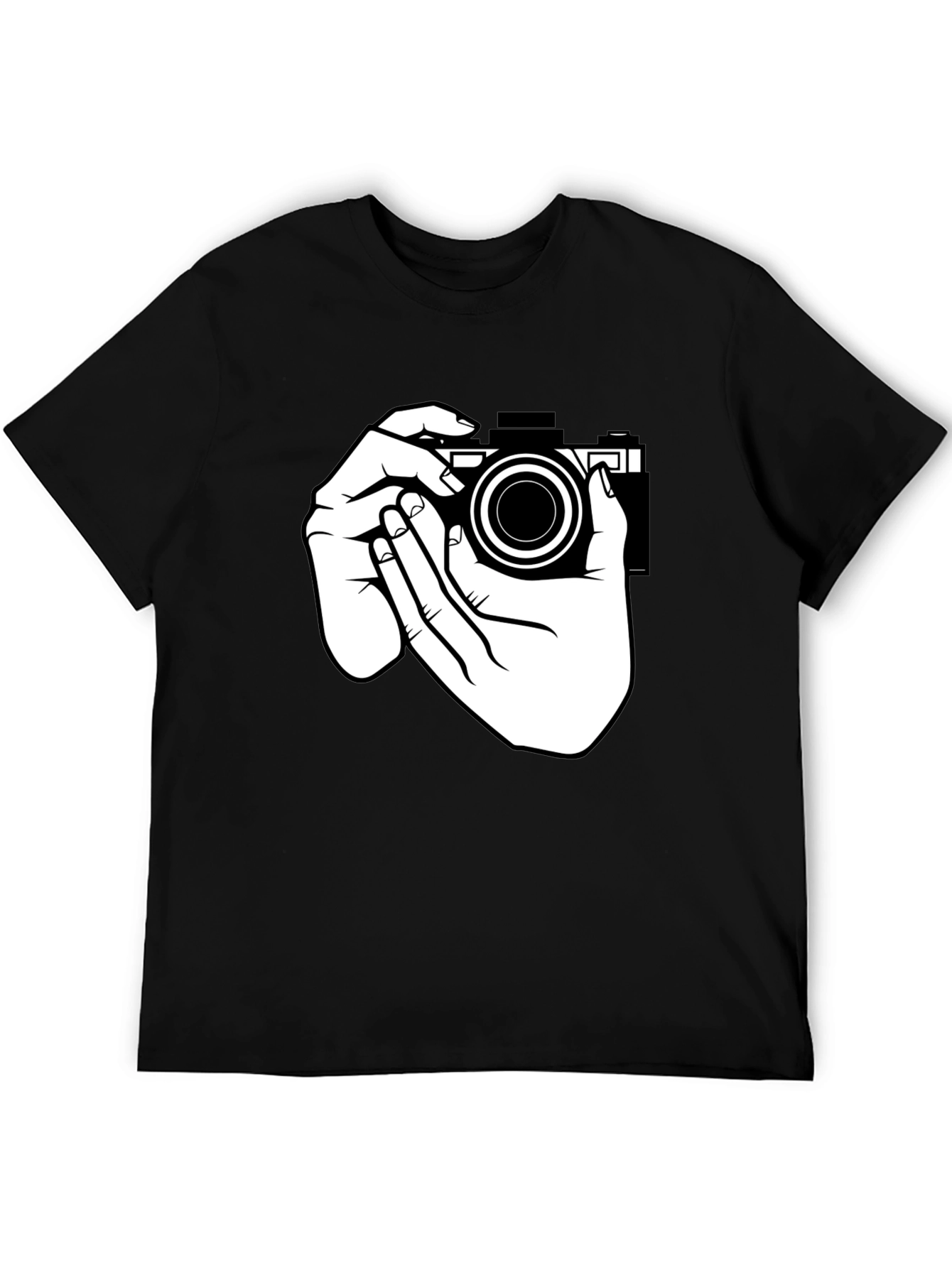 Camera Hands Graphic Tee - Black Cotton T-Shirt