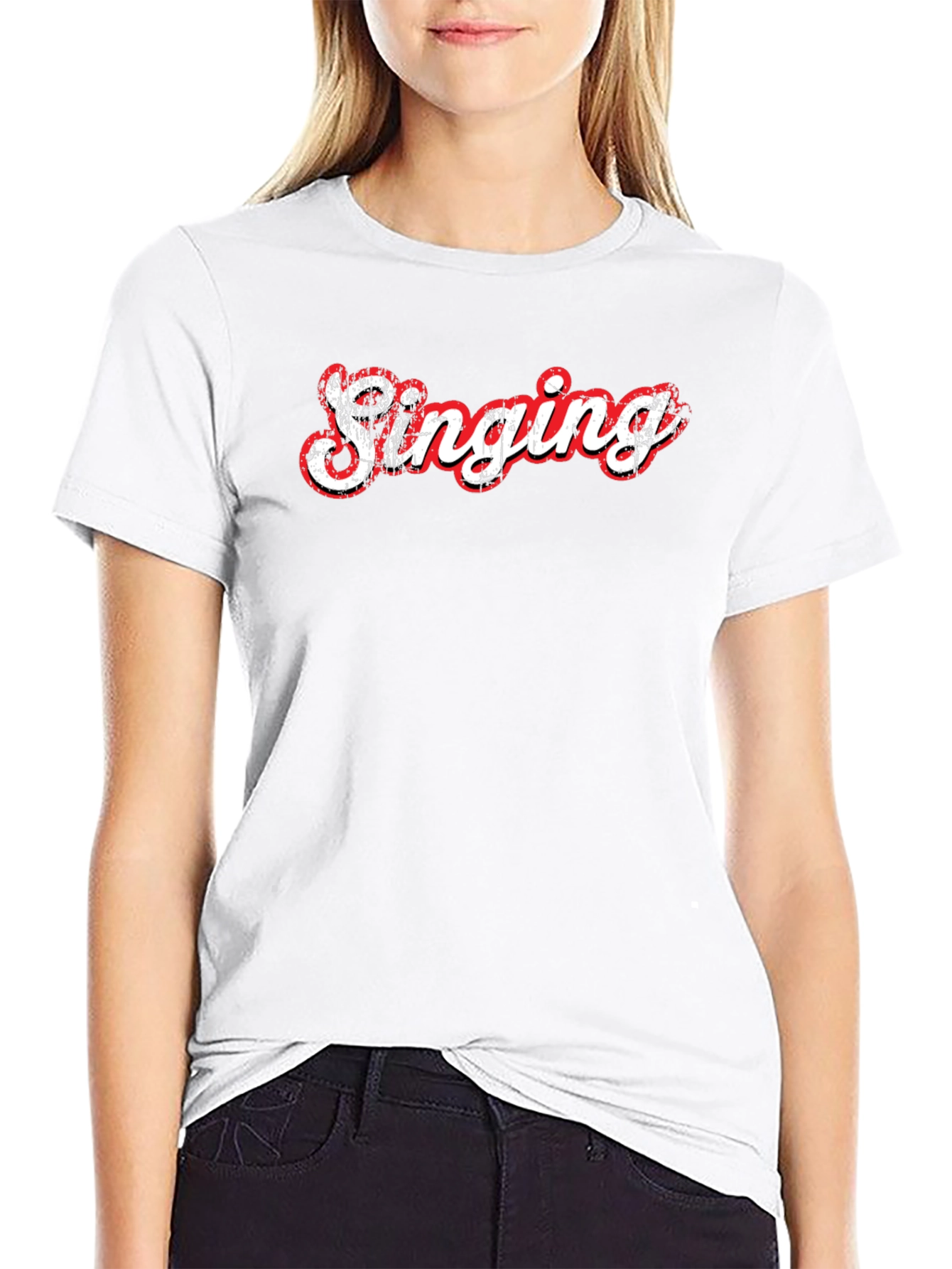 Singing Graphic Tee - Black Cotton T-Shirt
