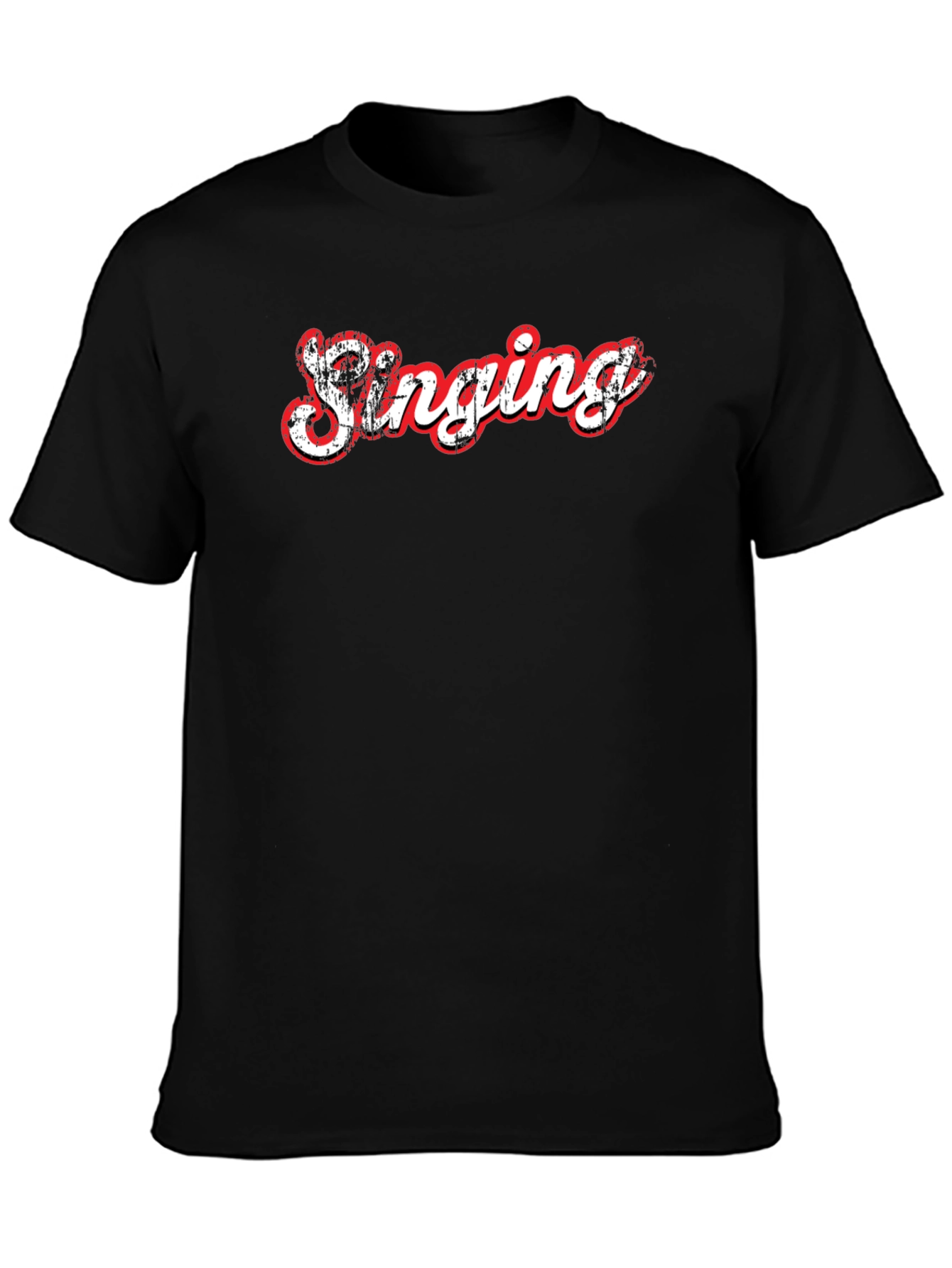 Singing Graphic Tee - Black Cotton T-Shirt