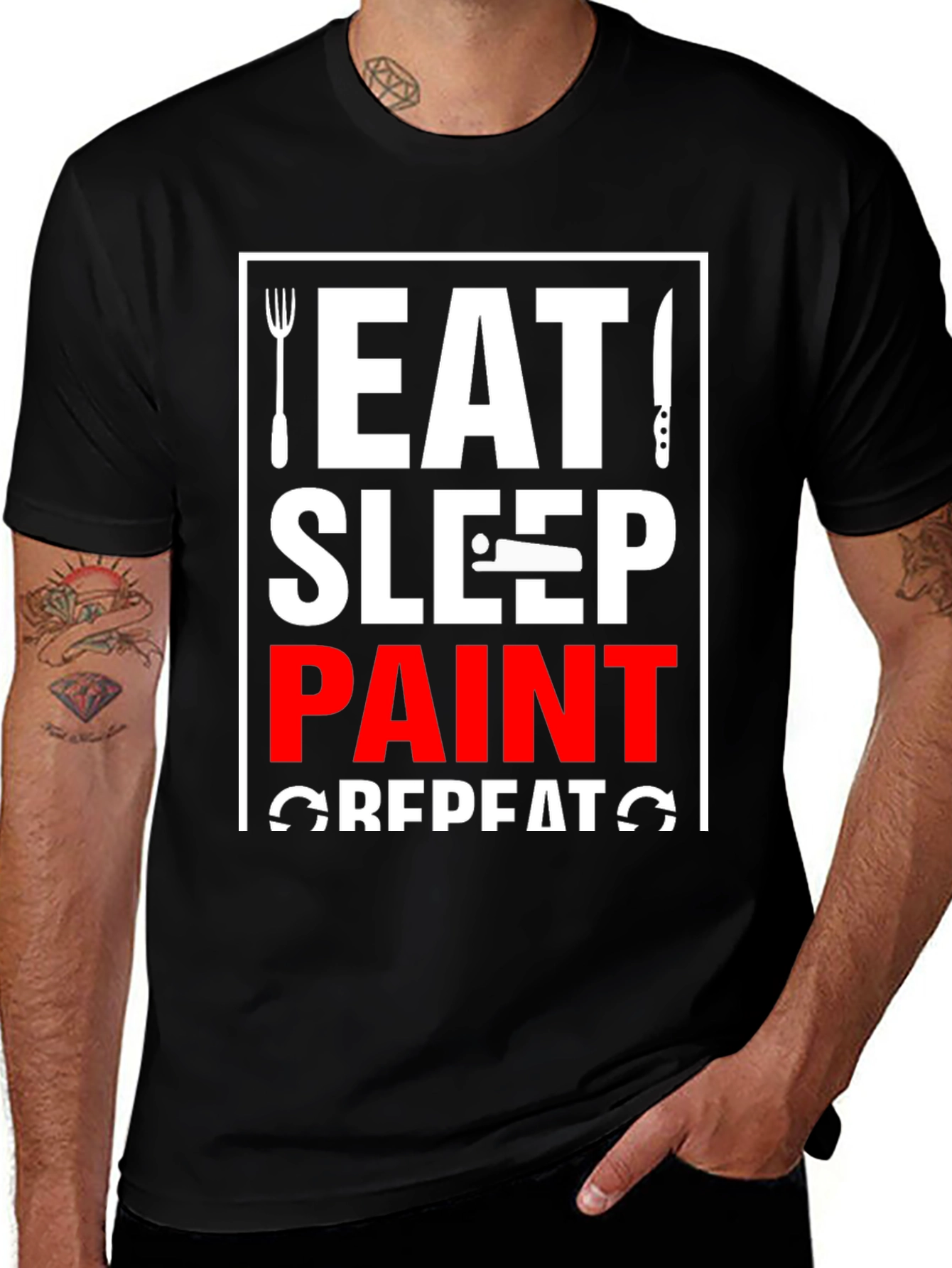 Eat Sleep Paint Repeat Graphic T-Shirt