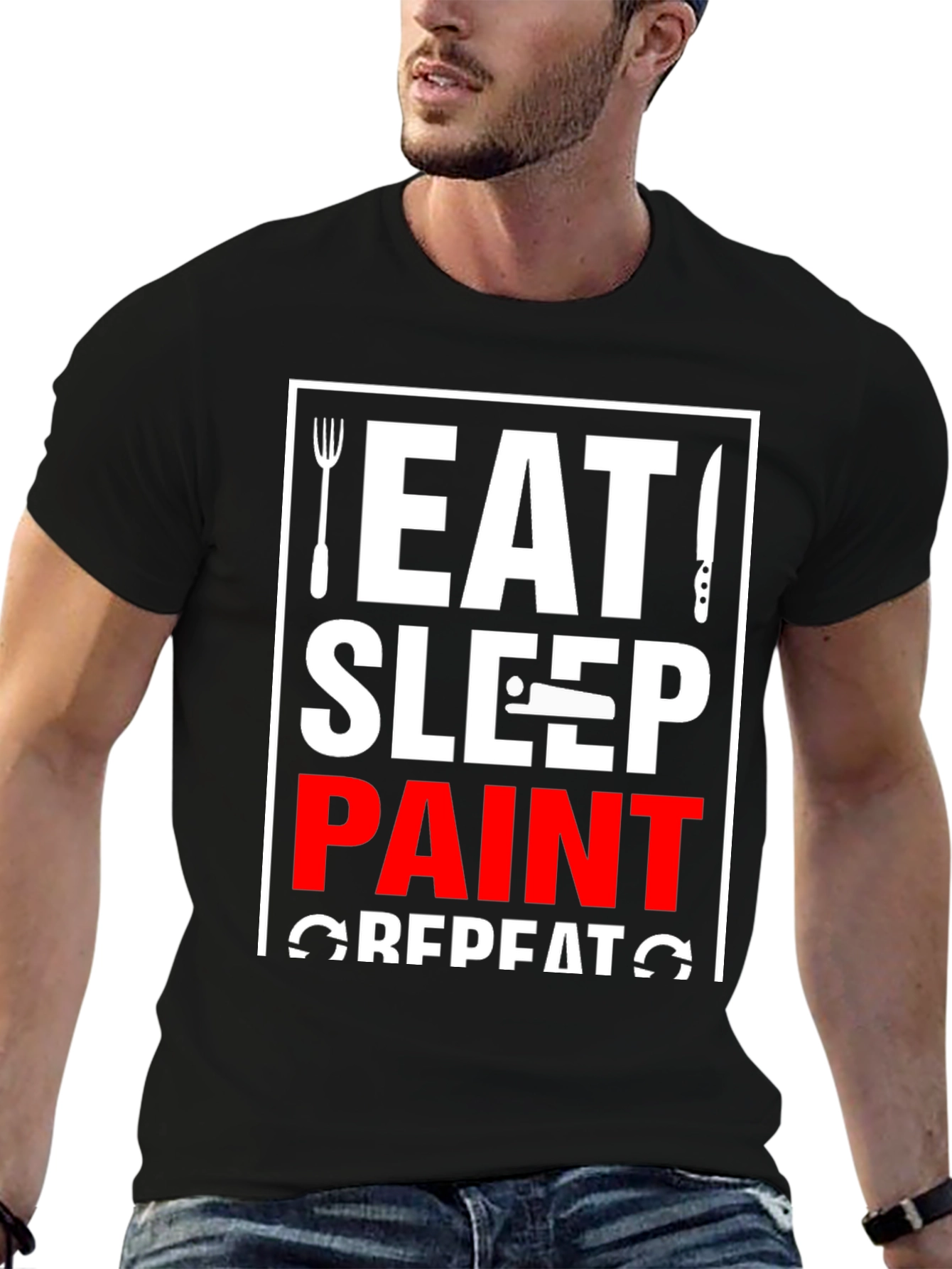 Eat Sleep Paint Repeat Graphic T-Shirt