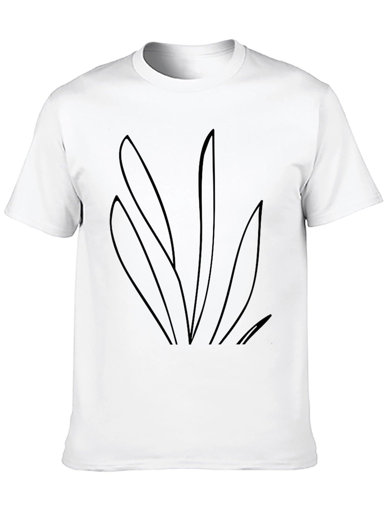 Black T-Shirt with Abstract Plant Design
