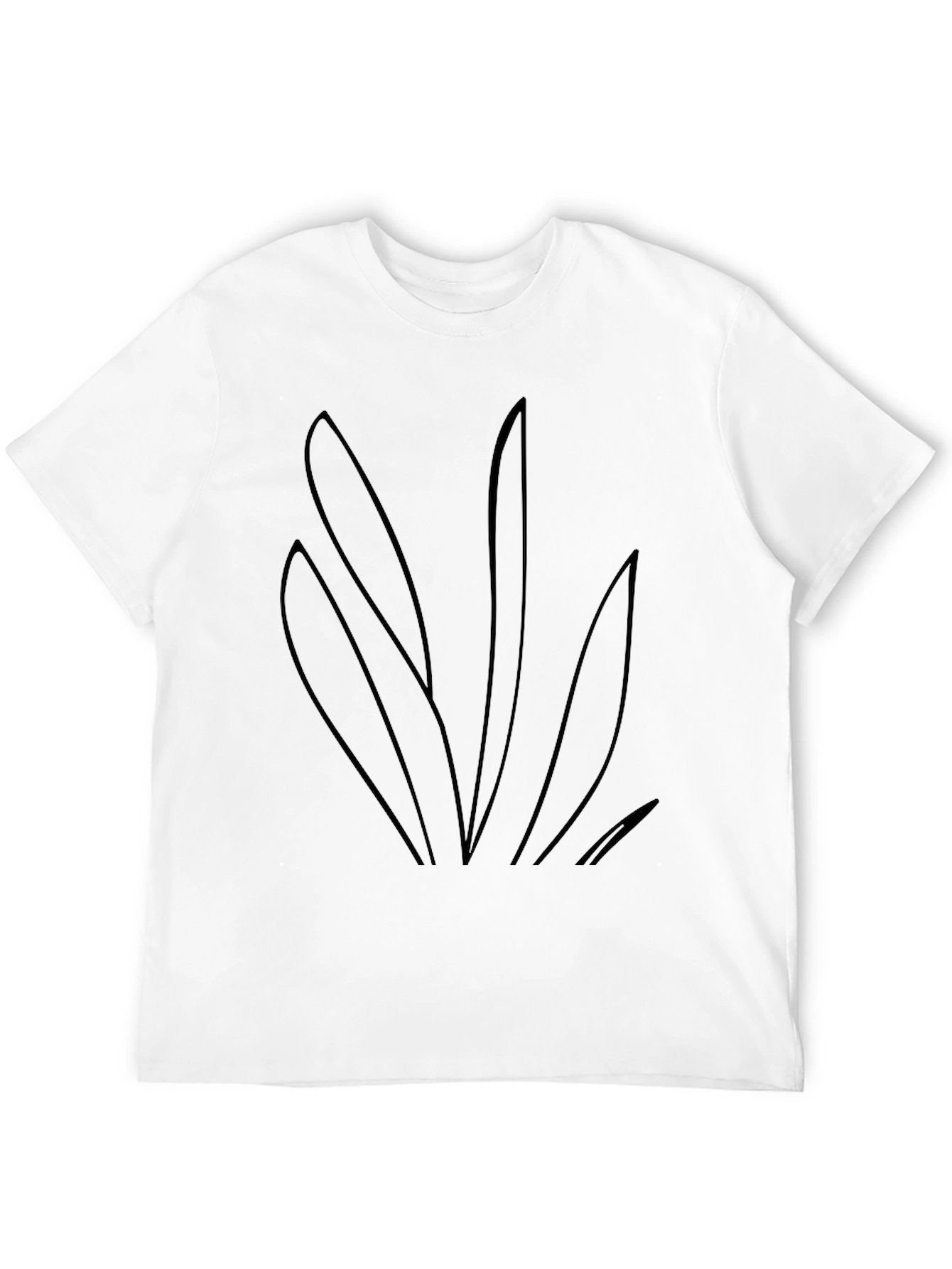 Black T-Shirt with Abstract Plant Design