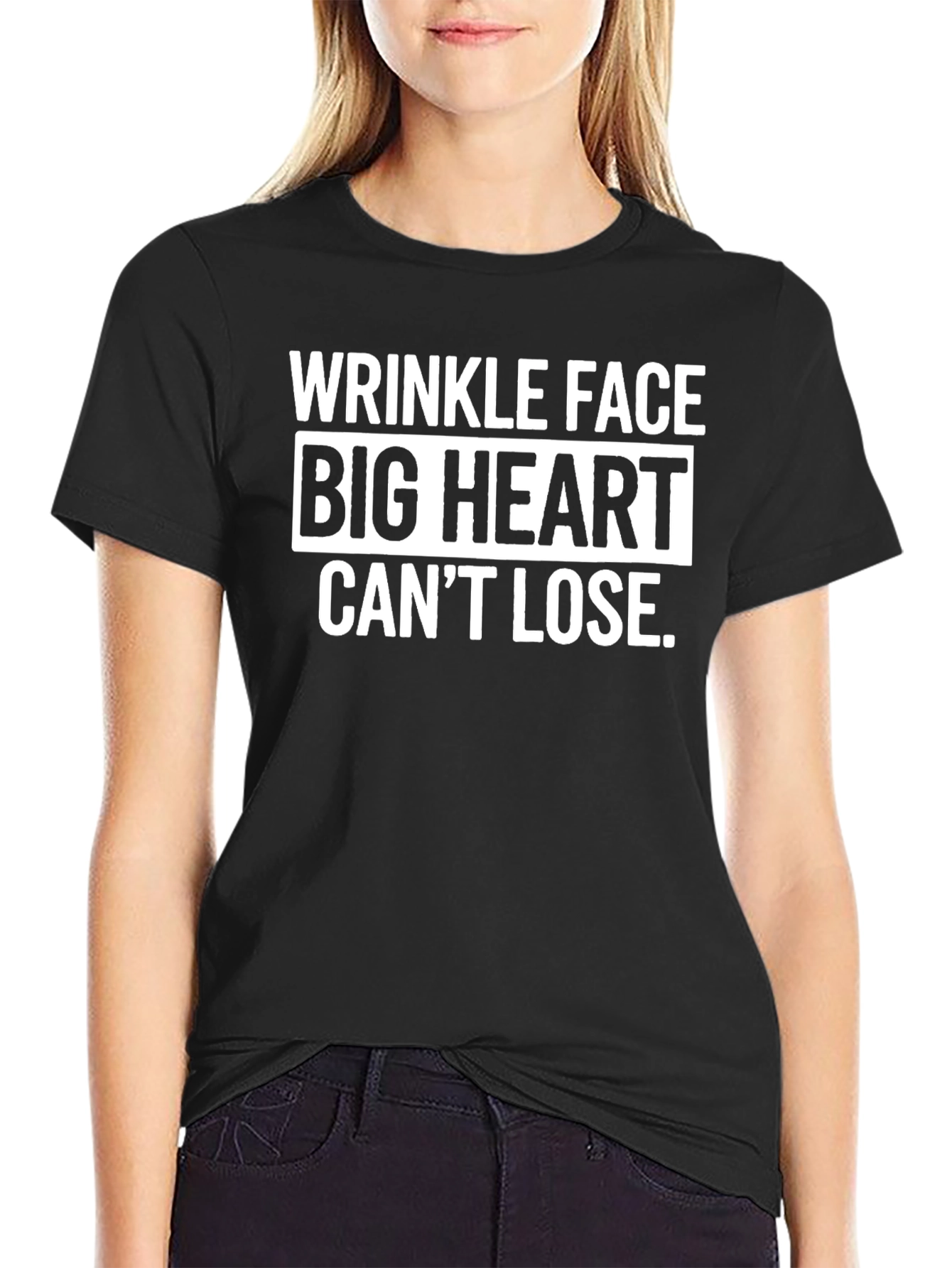 Wrinkle Face Big Heart Mens Graphic T-Shirt