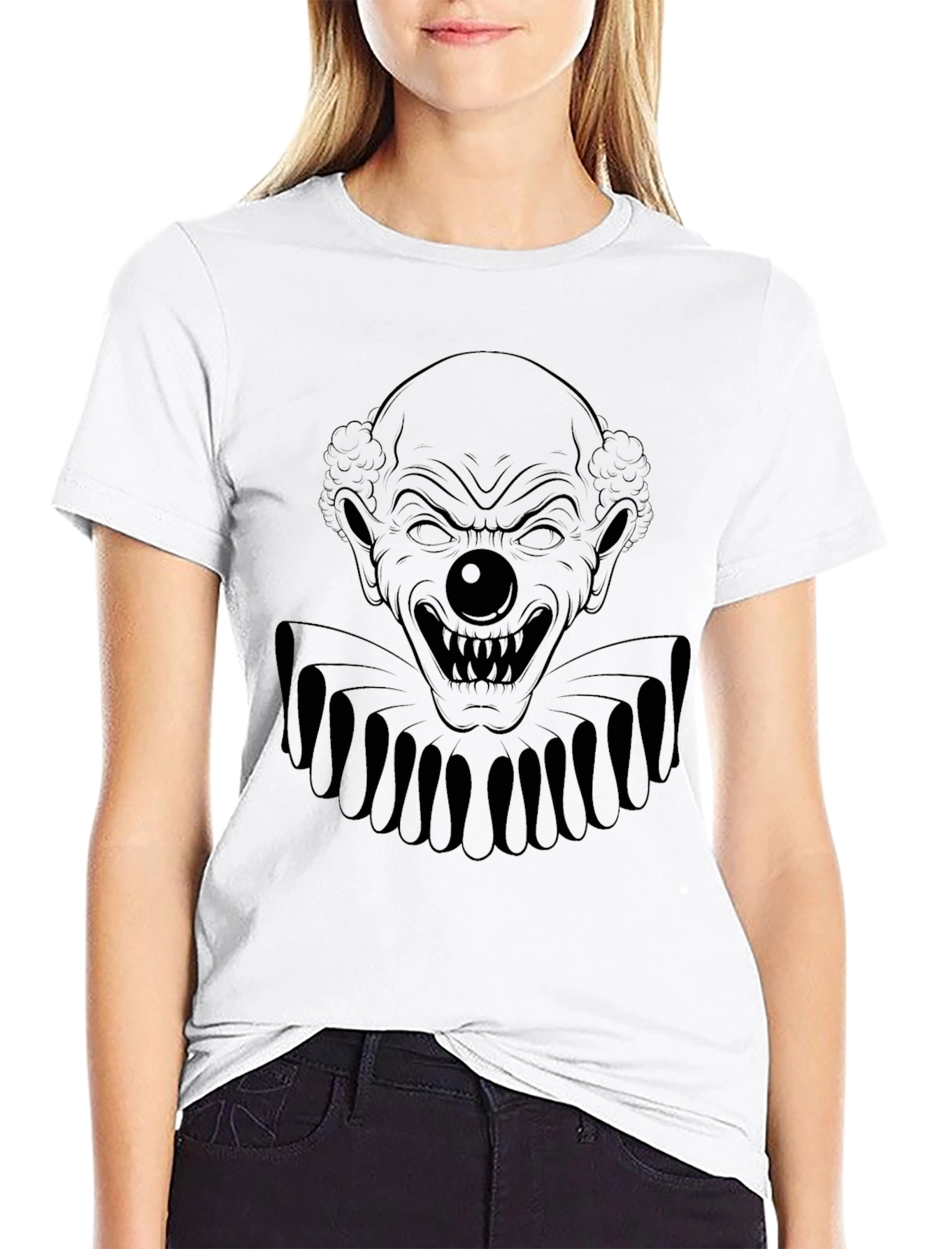 Mens Black Scary Clown Graphic Tee Shirt