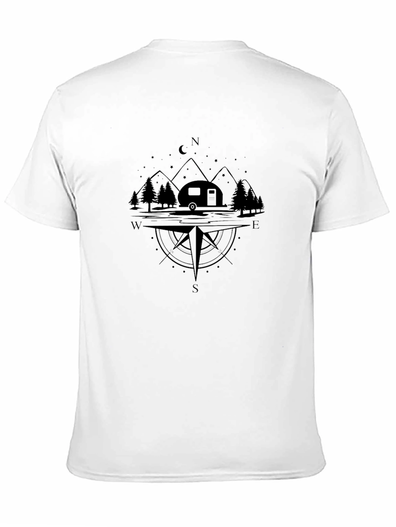 Camping Compass Black T-Shirt