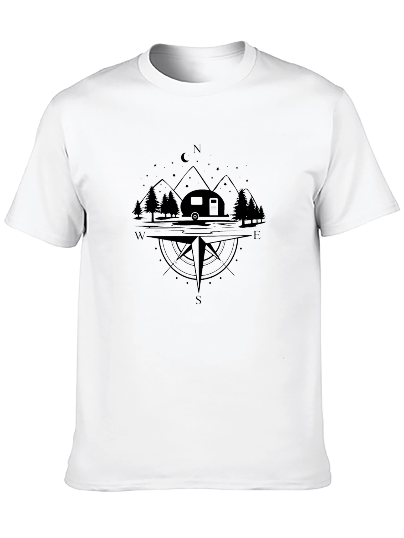 Camping Compass Black T-Shirt