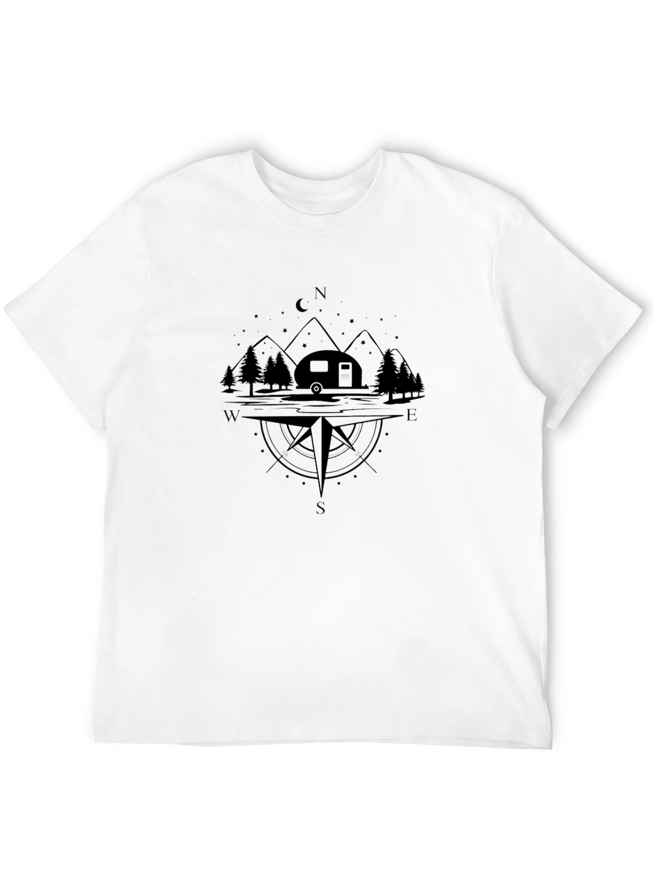 Camping Compass Black T-Shirt