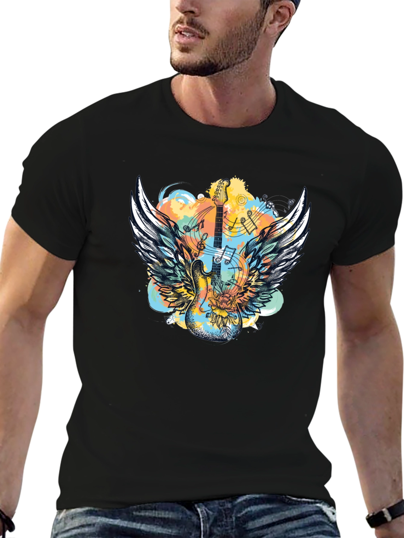 Winged Guitar T-Shirt - Rocker Style