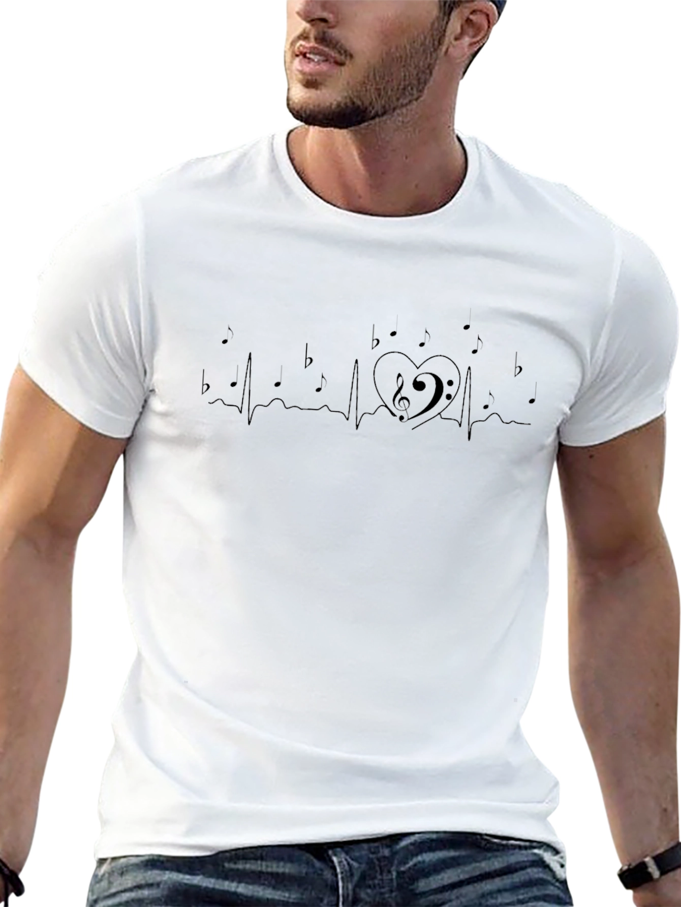 Musical Heartbeat T-Shirt - Black Music Lover Tee