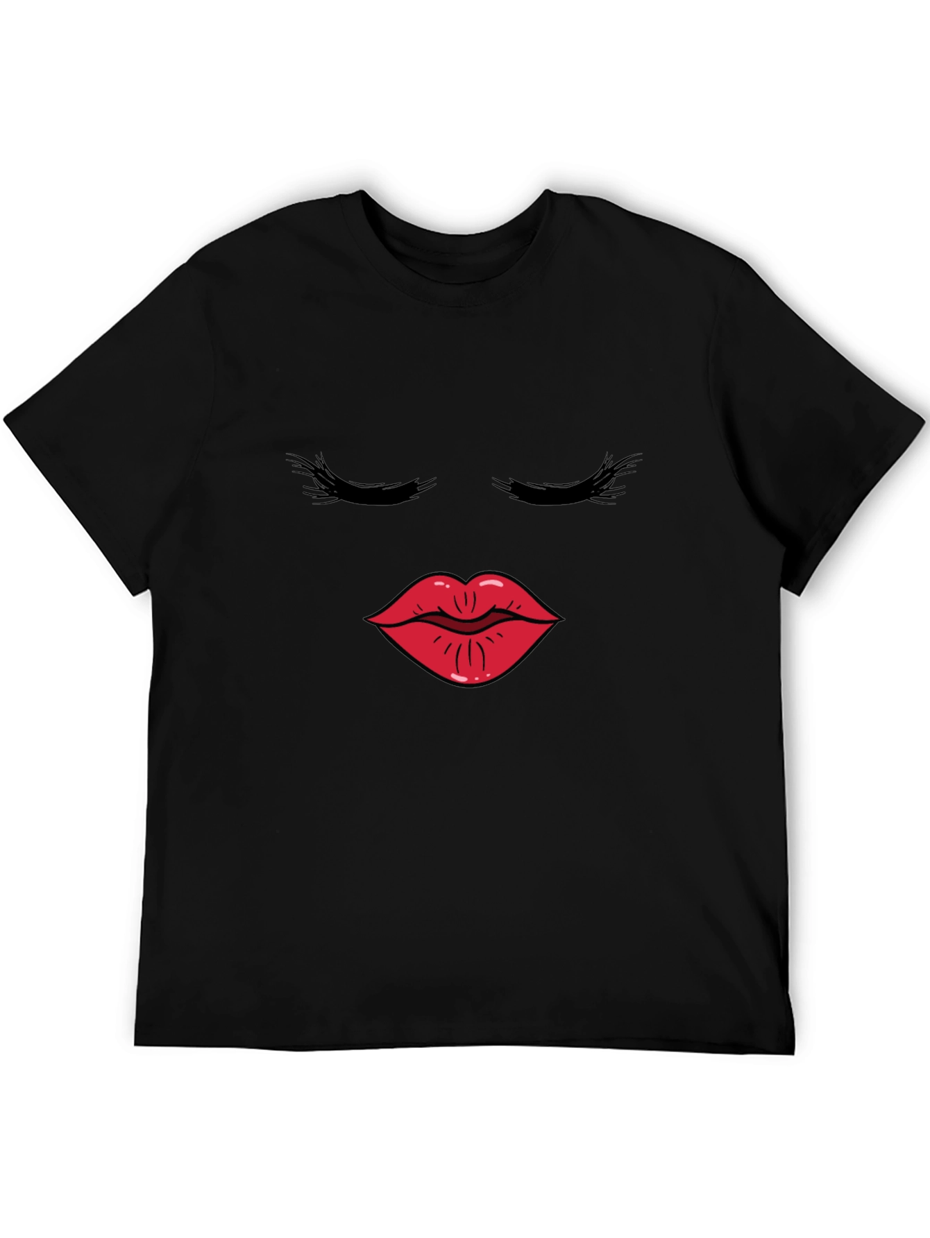 Black T-Shirt with Kiss Face Graphic