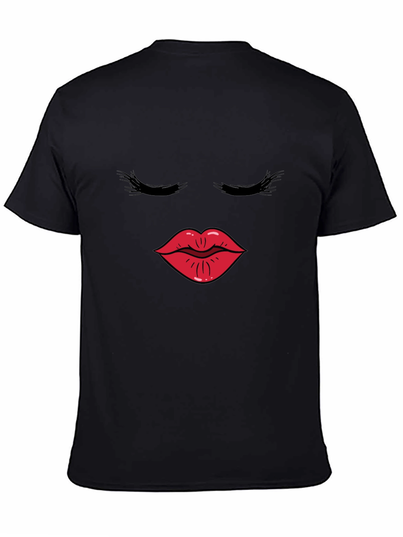 Black T-Shirt with Kiss Face Graphic