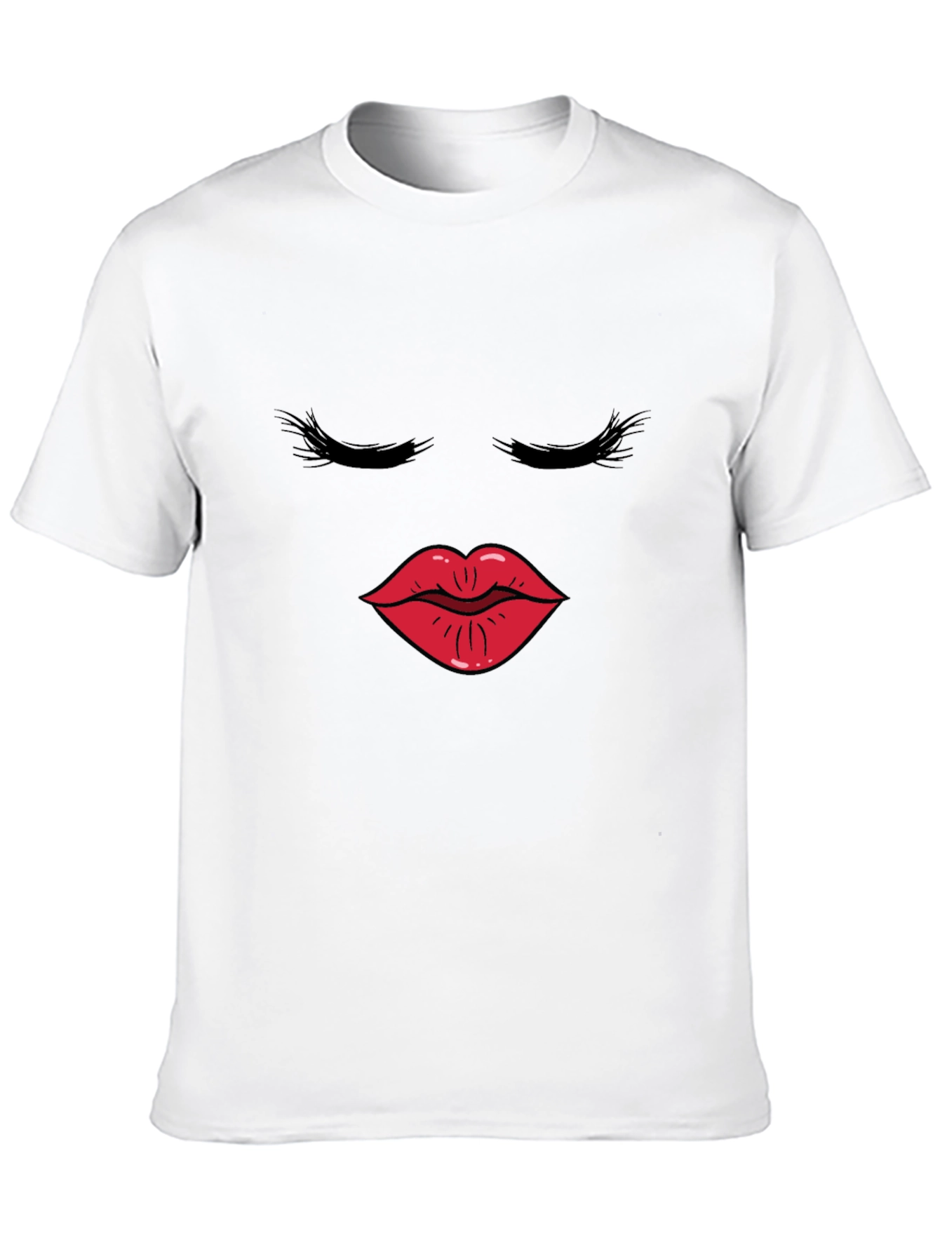 Black T-Shirt with Kiss Face Graphic