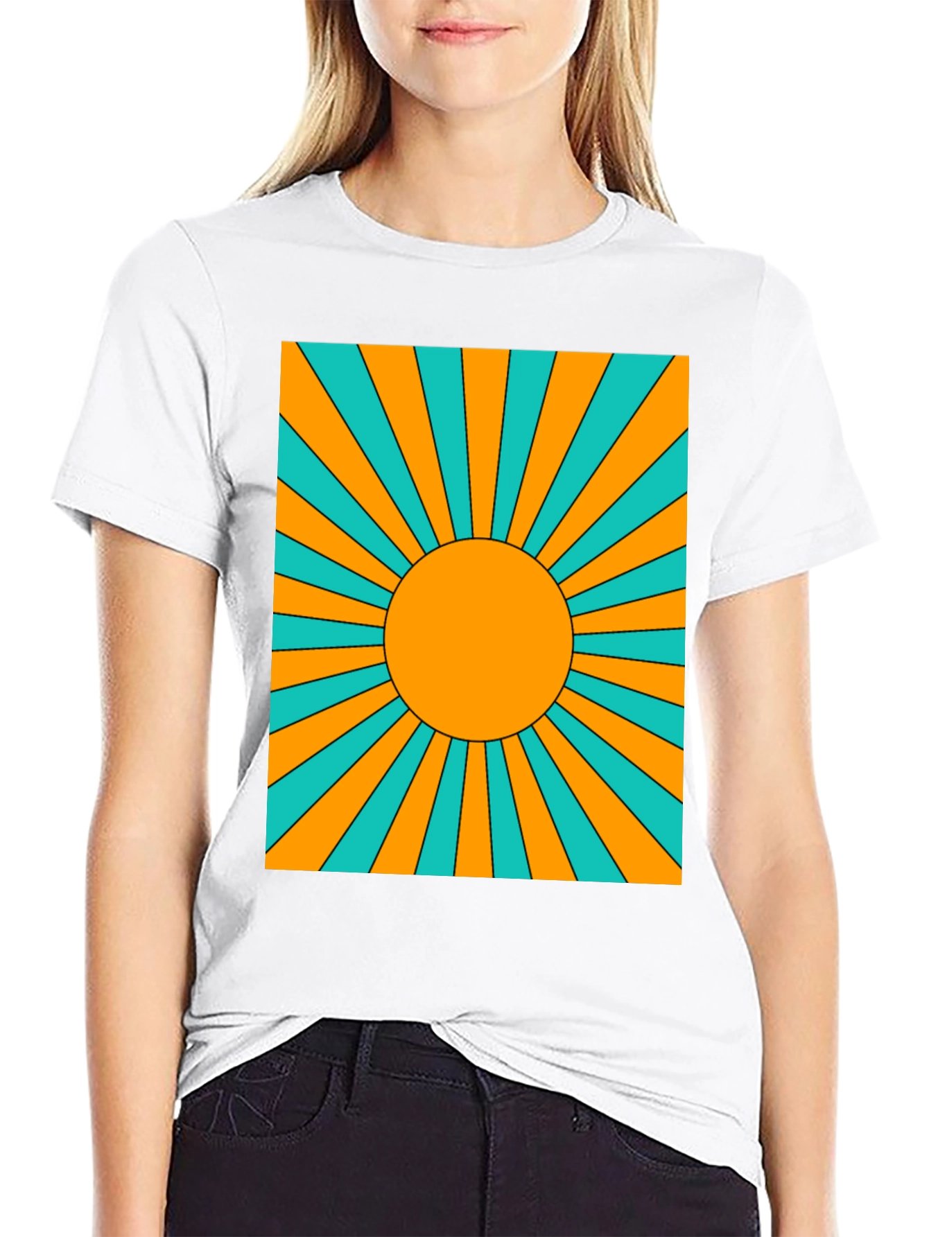 Retro Sunburst Graphic Tee - Black
