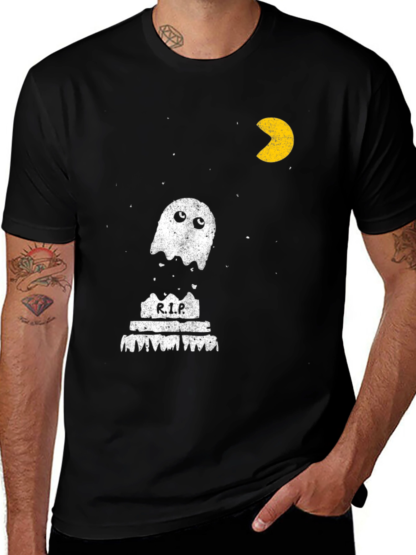 Pac-Man Ghost RIP T-Shirt - Black