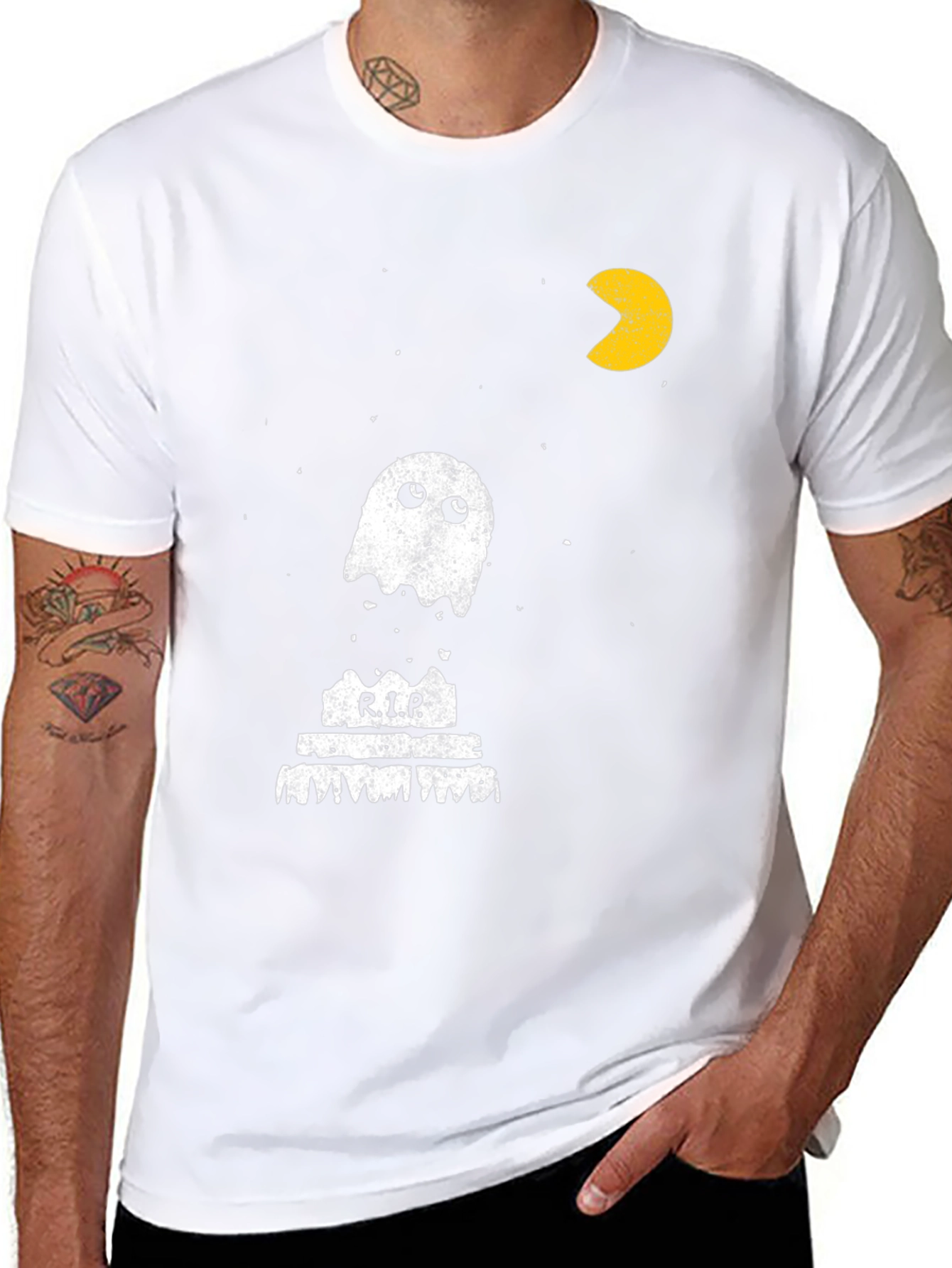 Pac-Man Ghost RIP T-Shirt - Black