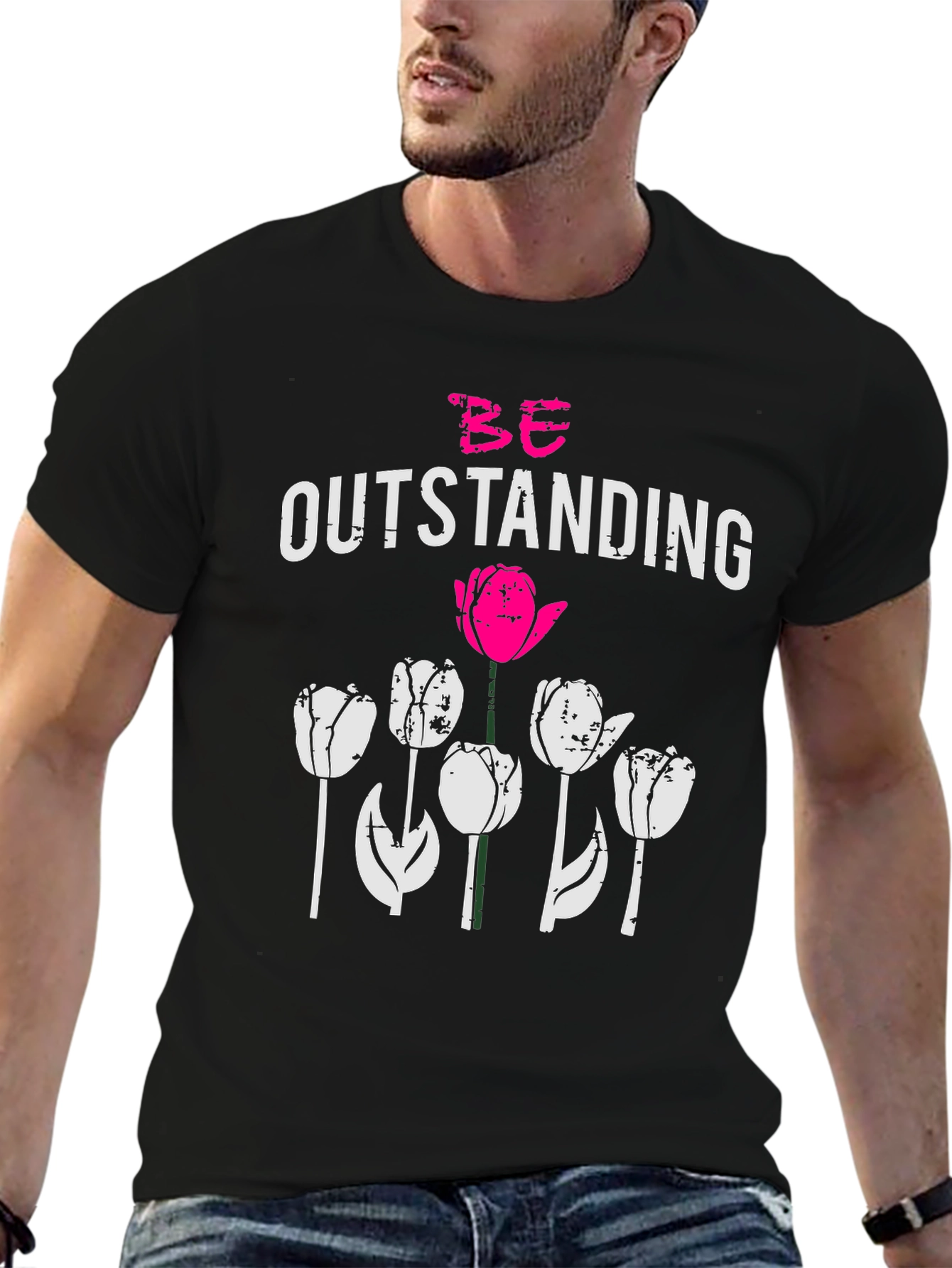 Be Outstanding Tulip Graphic Tee - Black