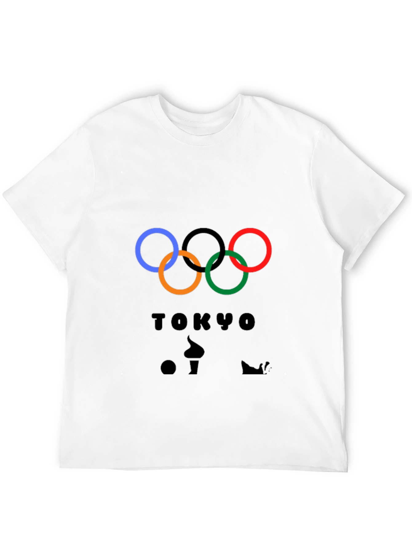Tokyo Olympics Rings Graphic Tee - Black Cotton