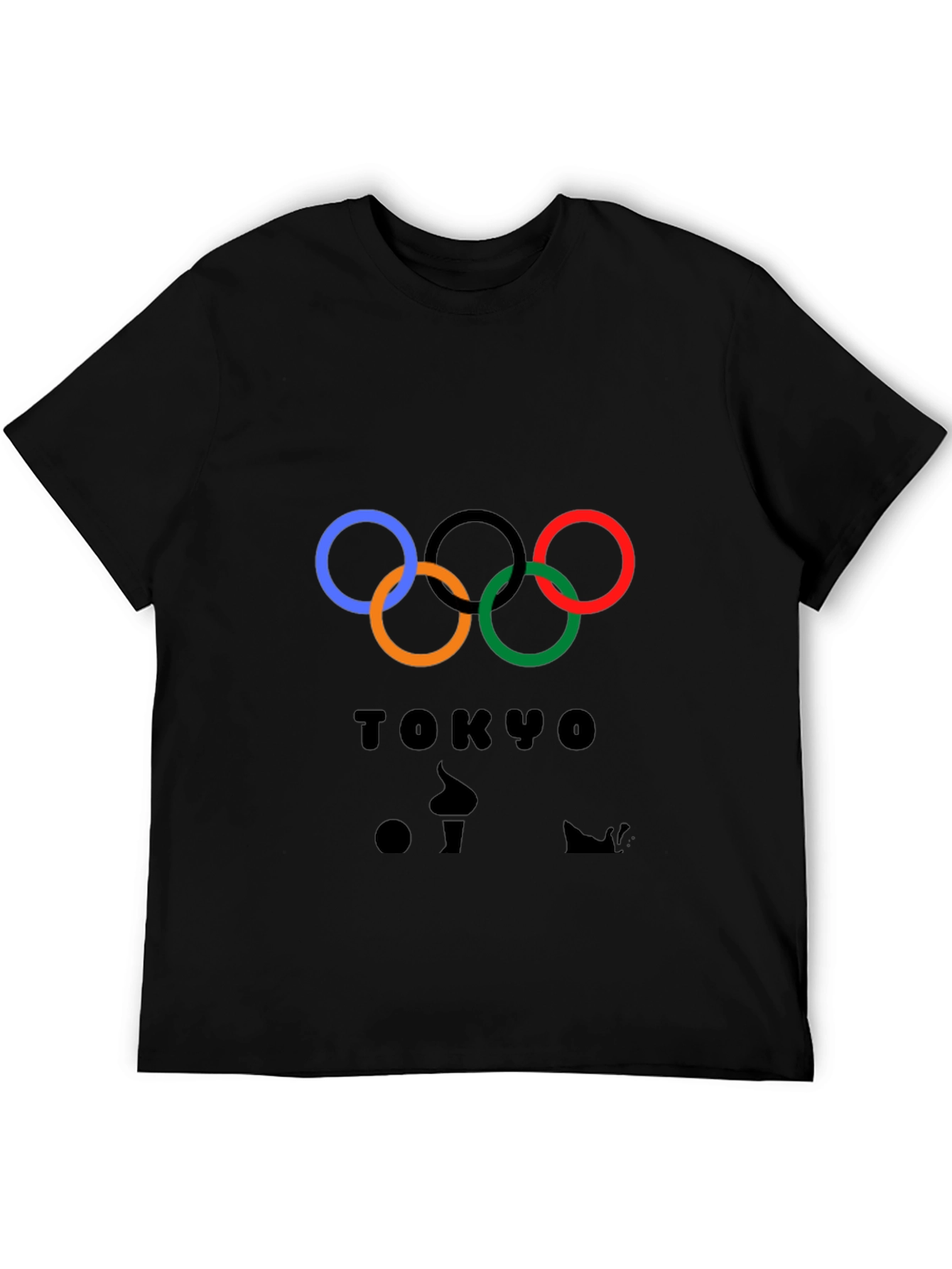 Tokyo Olympics Rings Graphic Tee - Black Cotton