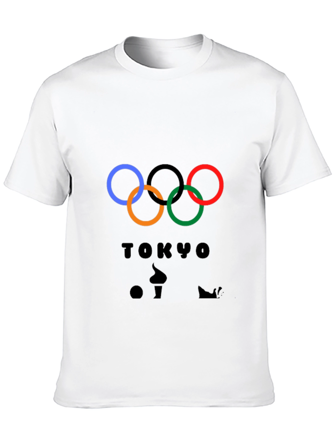 Tokyo Olympics Rings Graphic Tee - Black Cotton