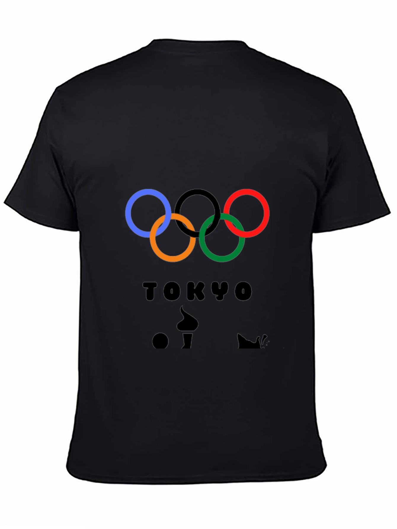 Tokyo Olympics Rings Graphic Tee - Black Cotton