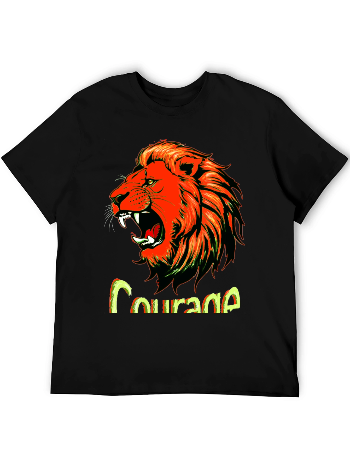 Courage Lion Graphic Tee - Bold Black T-Shirt