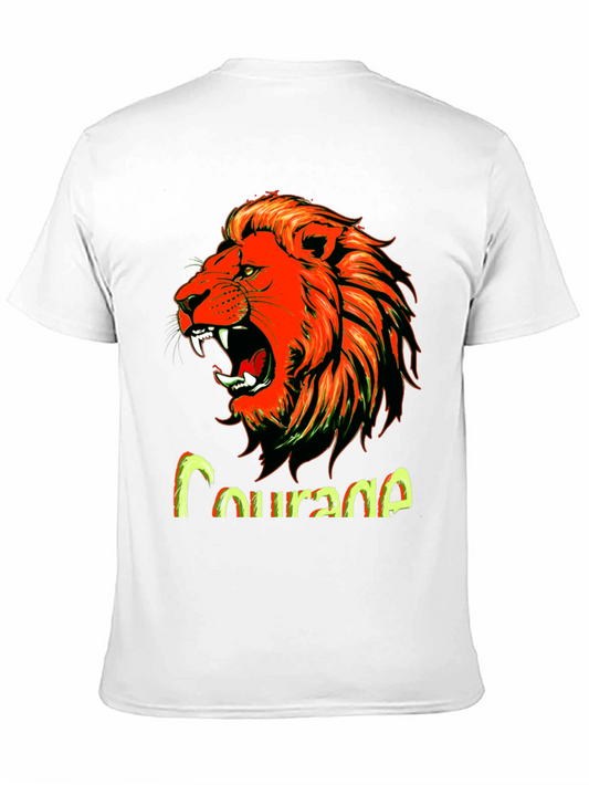 Courage Lion Graphic Tee - Bold Black T-Shirt