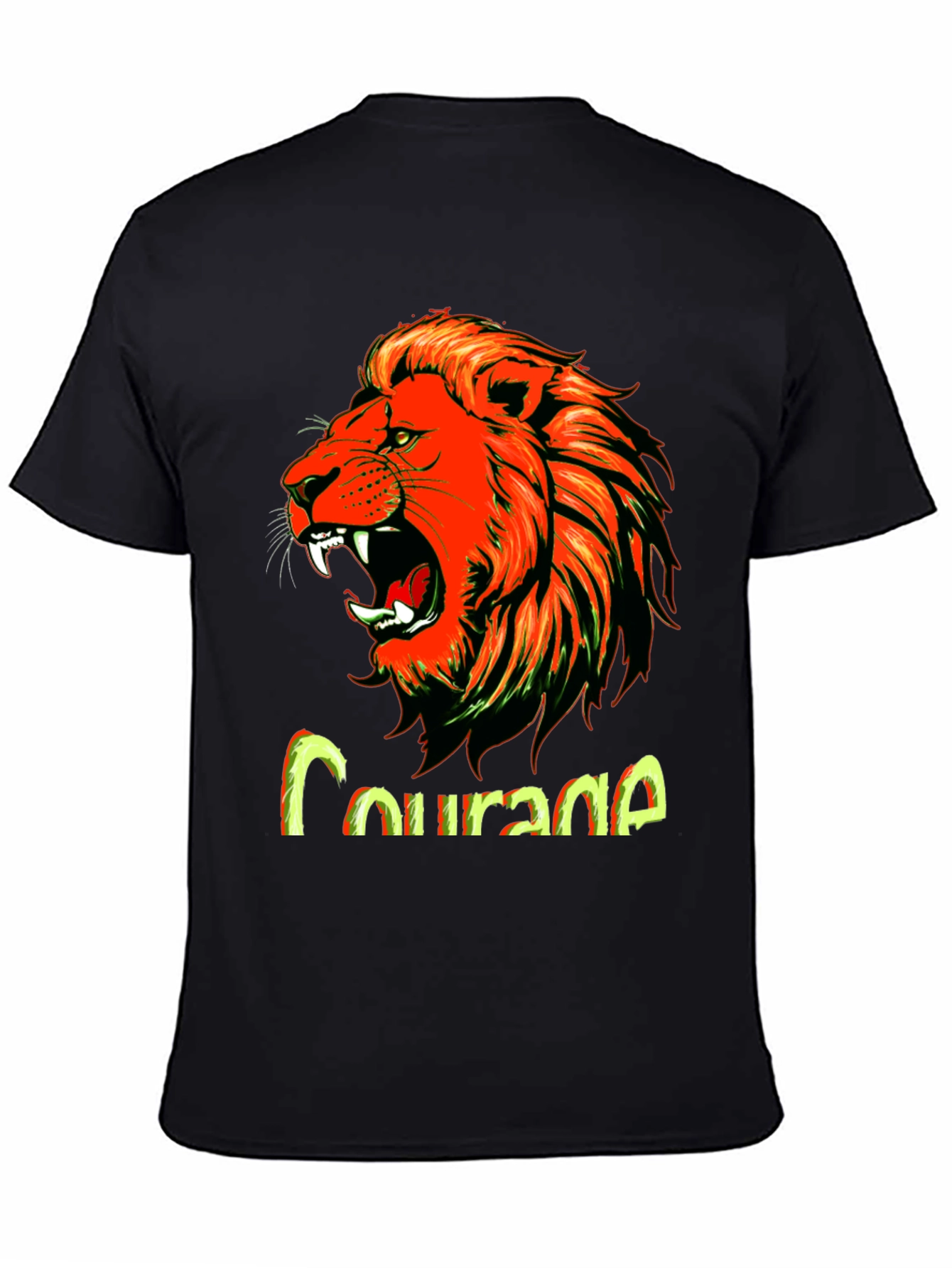 Courage Lion Graphic Tee - Bold Black T-Shirt