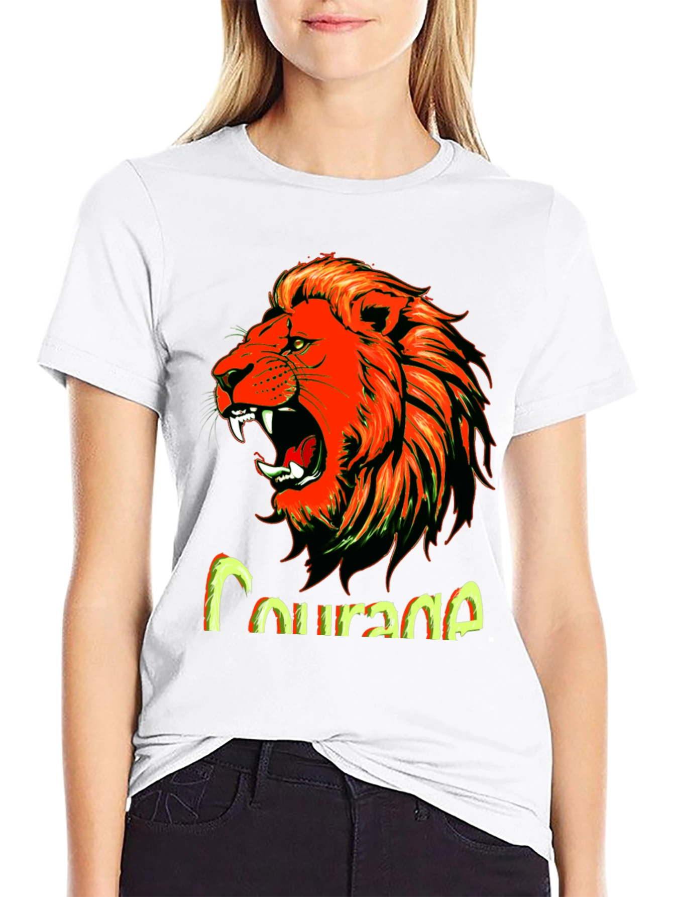 Courage Lion Graphic Tee - Bold Black T-Shirt