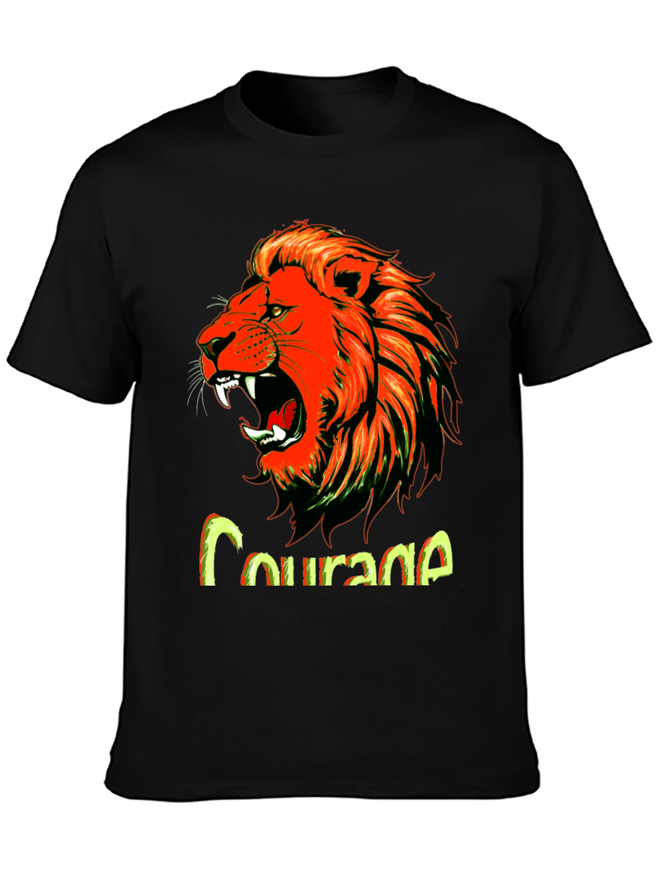 Courage Lion Graphic Tee - Bold Black T-Shirt