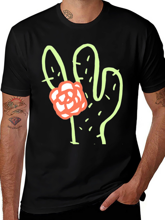 Cactus Flower Graphic Tee - Stylish Comfort
