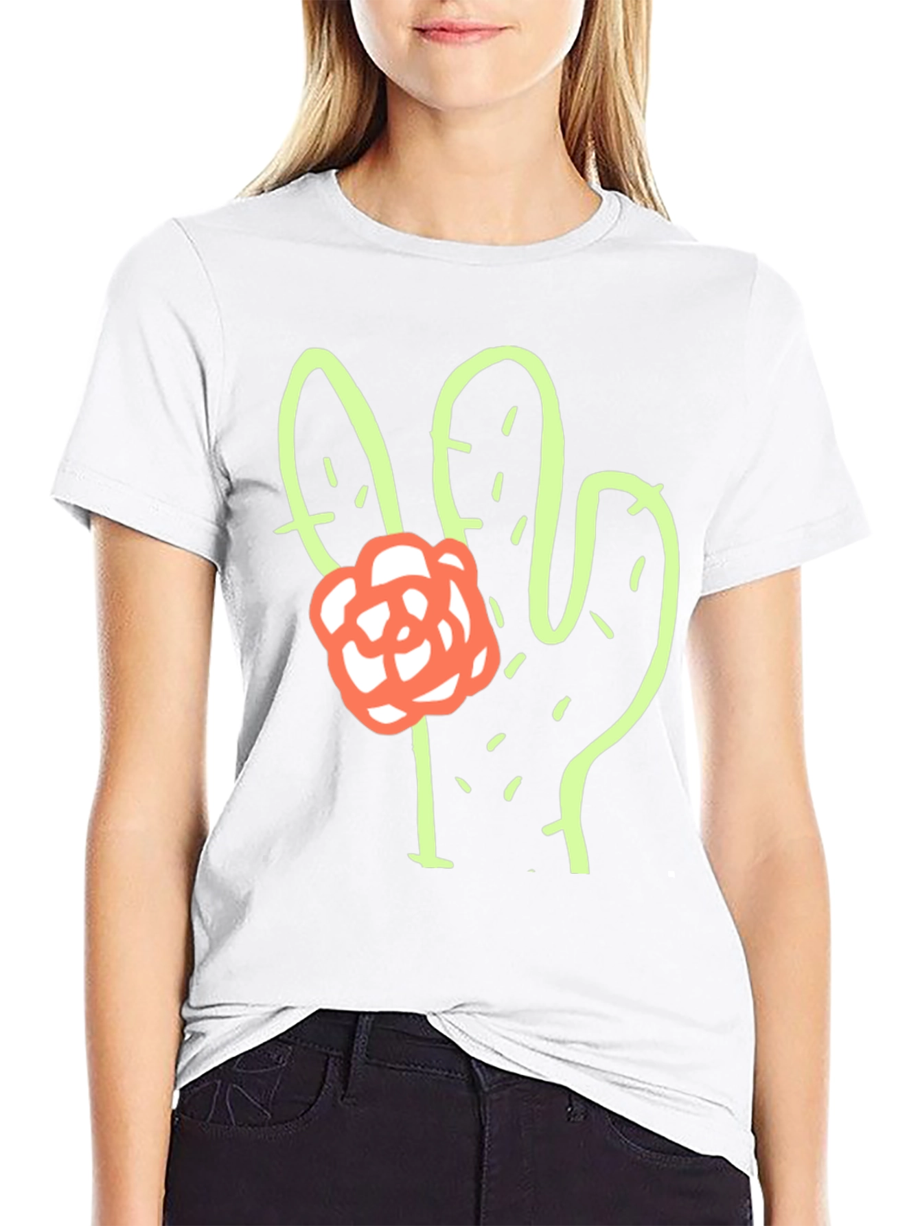 Cactus Flower Graphic Tee - Stylish Comfort