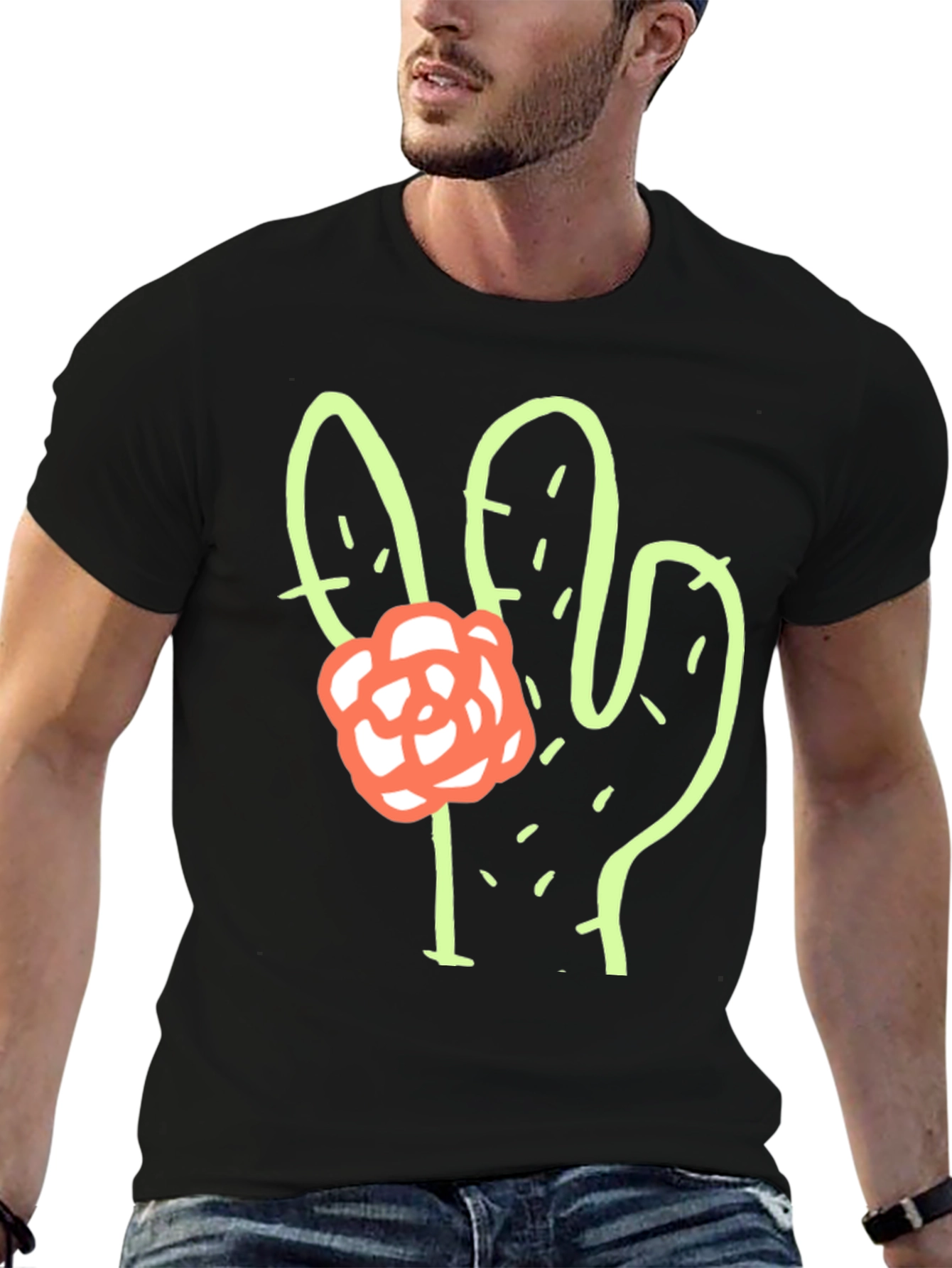 Cactus Flower Graphic Tee - Stylish Comfort