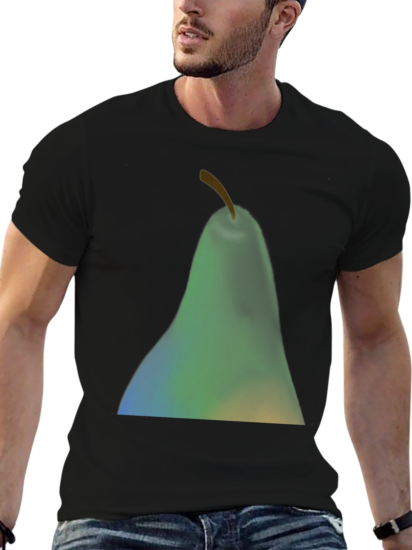 Abstract Pear Graphic Black T-Shirt