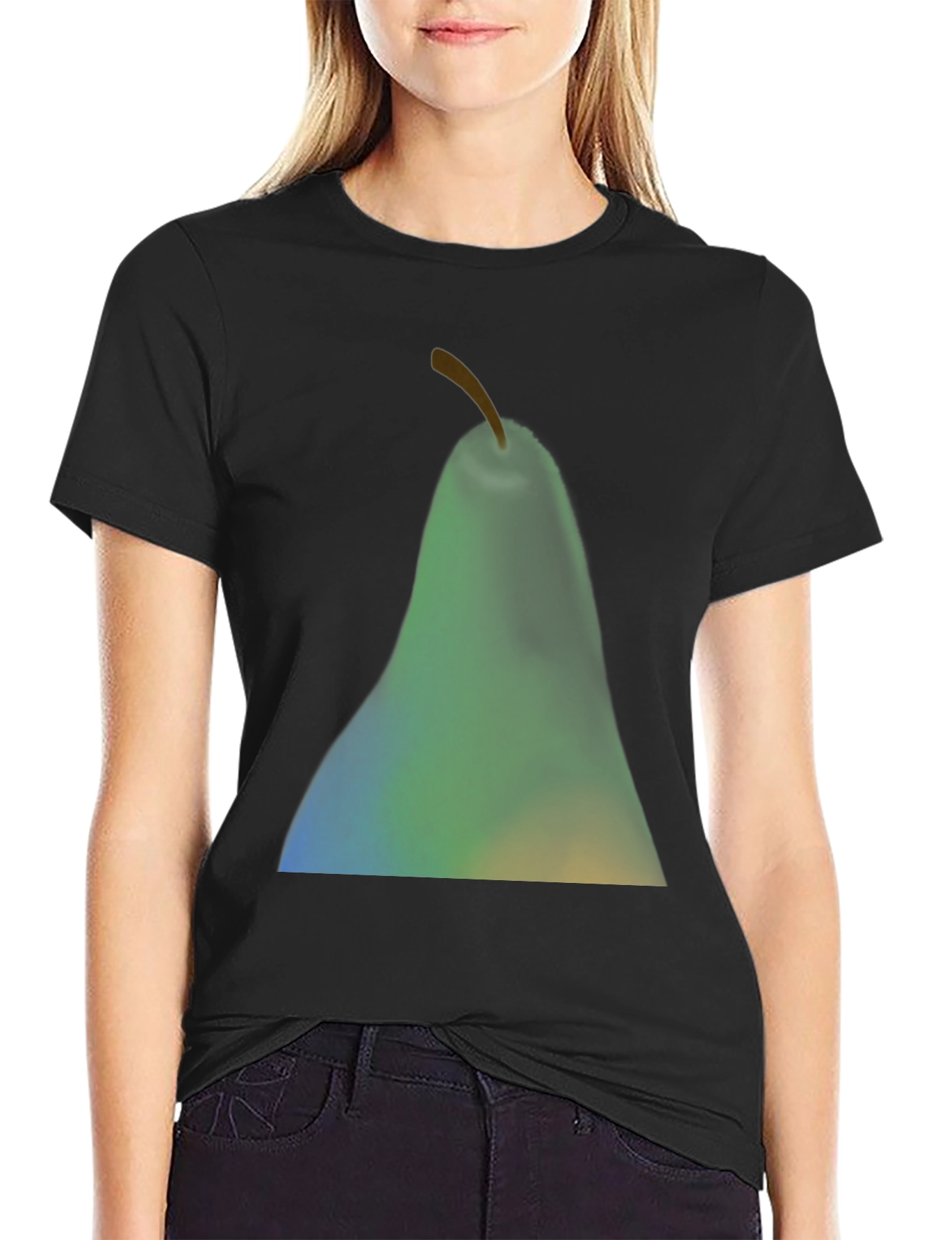 Abstract Pear Graphic Black T-Shirt
