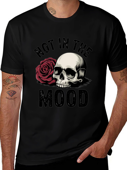 Not in the Mood Skull Rose Graphic T-Shirt