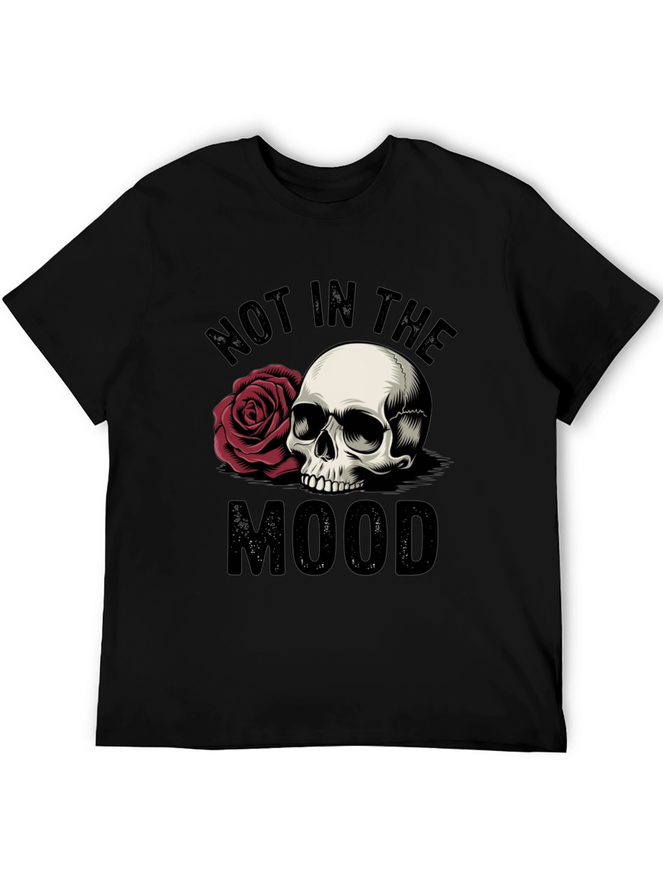 Not in the Mood Skull Rose Graphic T-Shirt