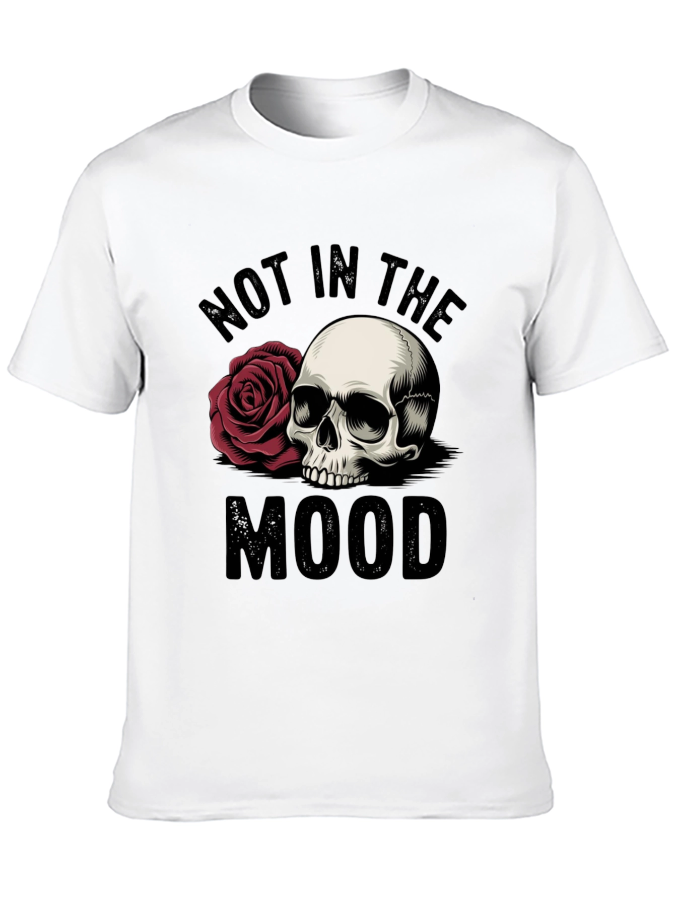 Not in the Mood Skull Rose Graphic T-Shirt