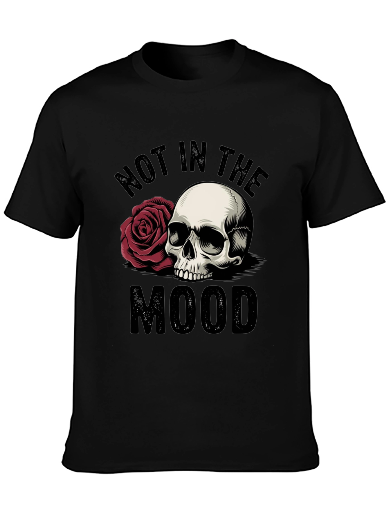Not in the Mood Skull Rose Graphic T-Shirt