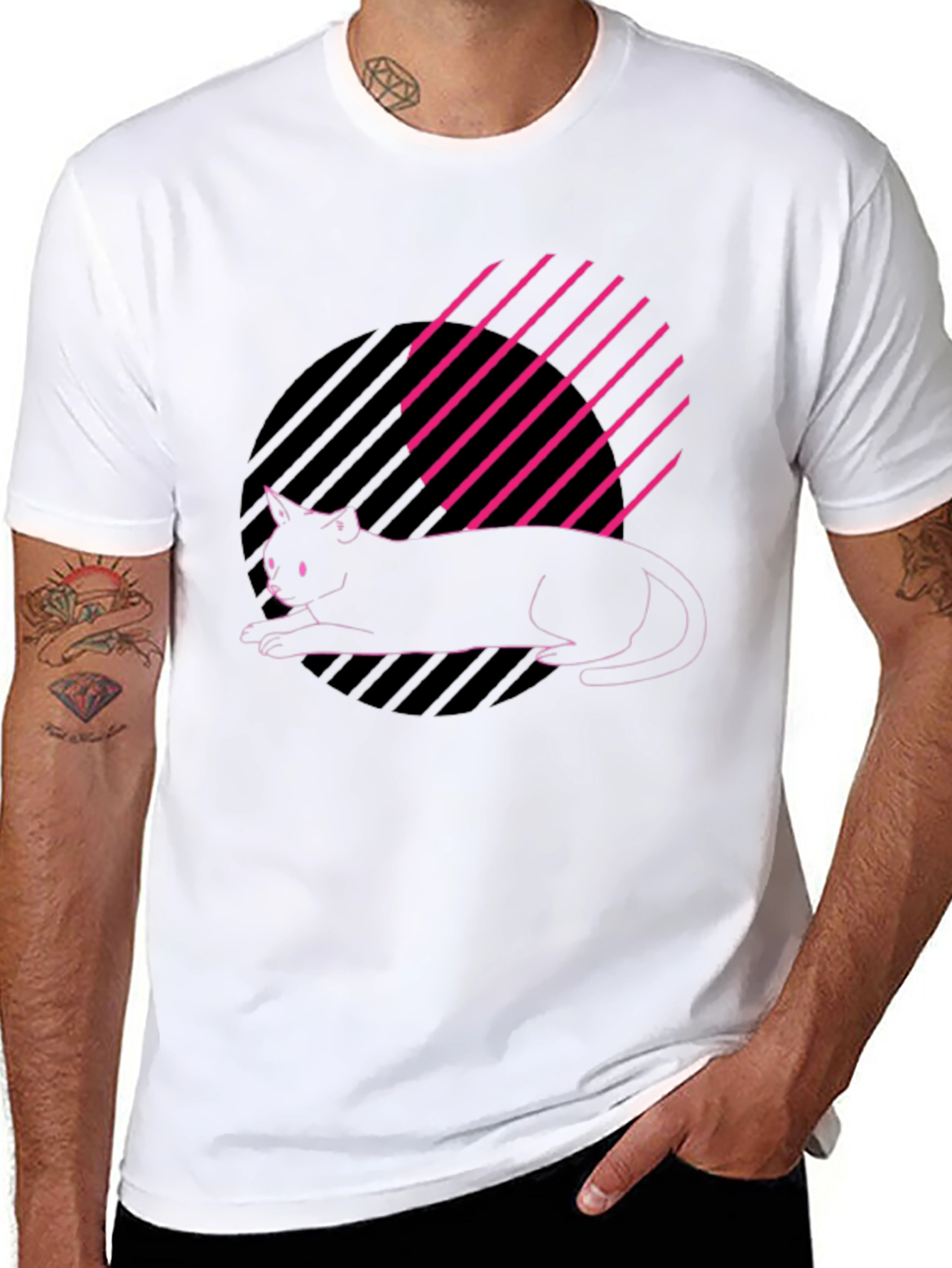 Cool Cat Graphic Tee - Stylish Black T-Shirt