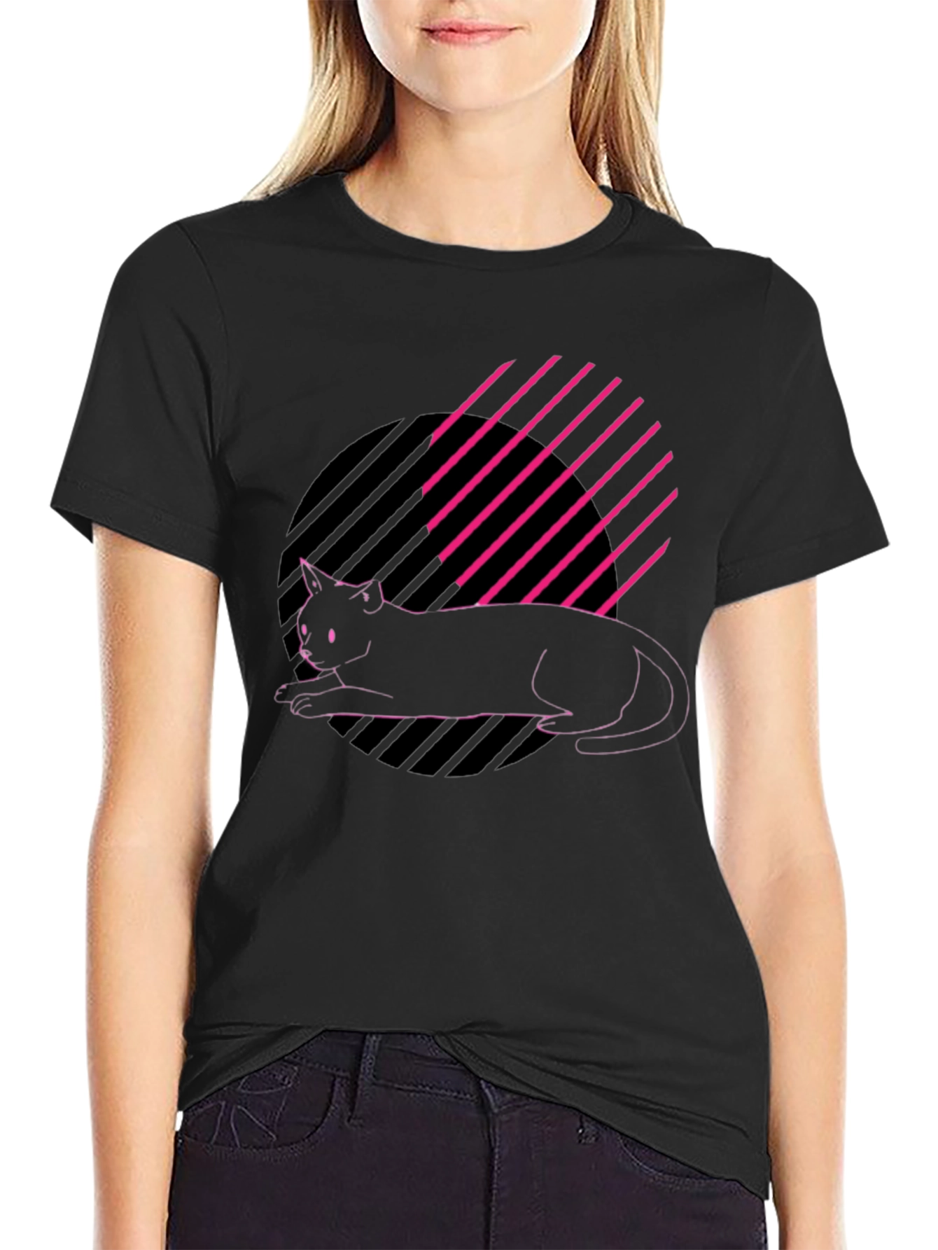 Cool Cat Graphic Tee - Stylish Black T-Shirt
